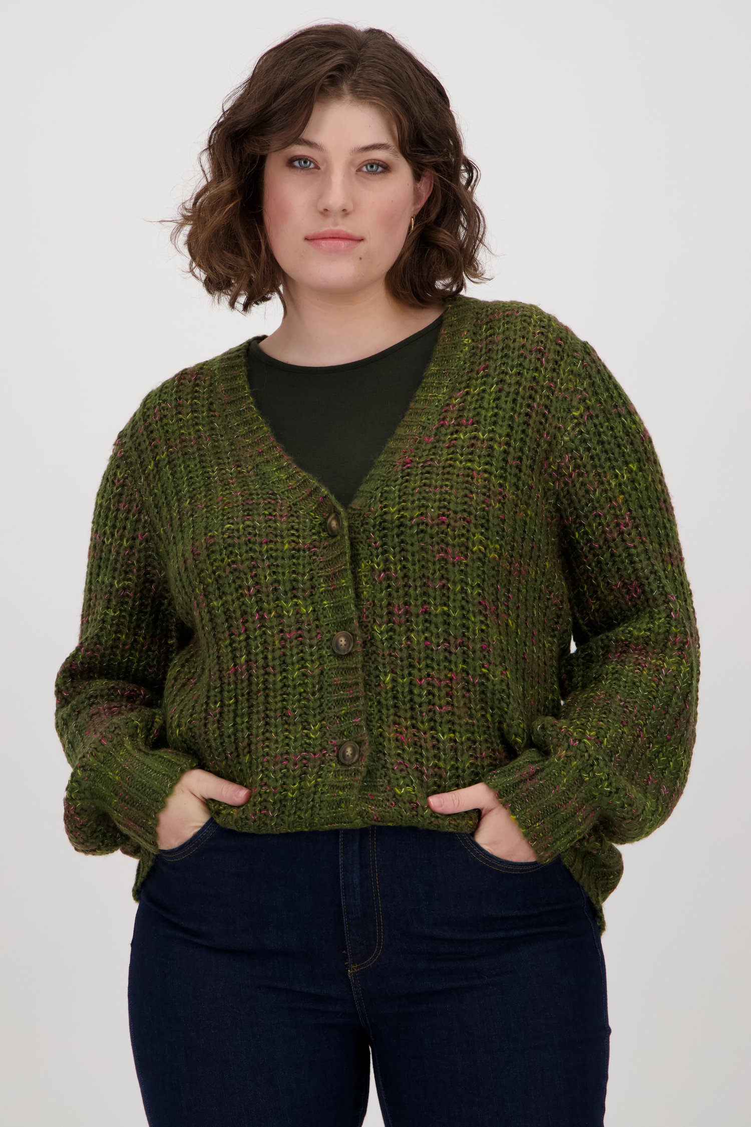 Donkergroene gebreide cardigan van Fransa voor Dames