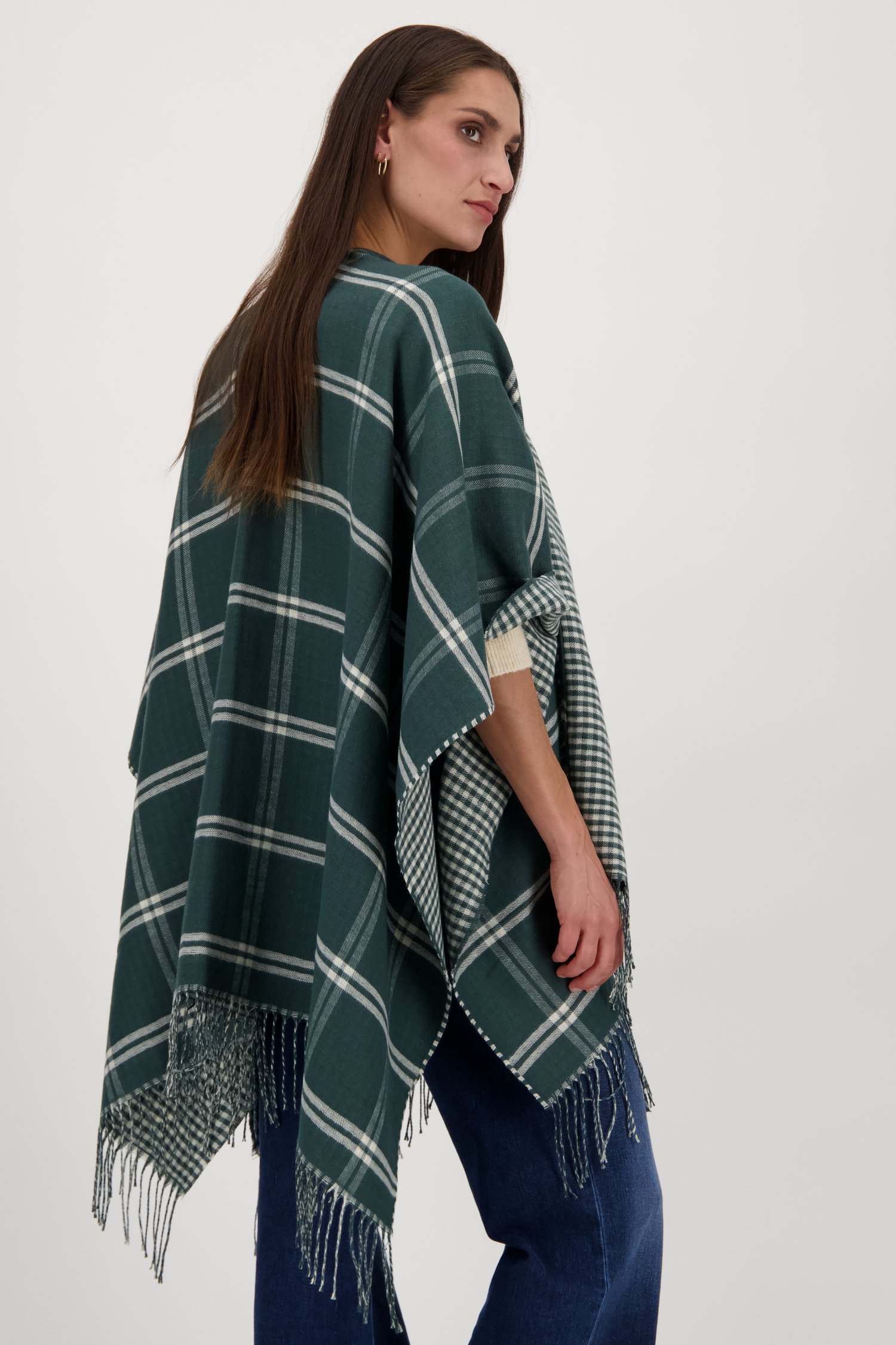 Donkergroene geruite cape van Opus voor Dames