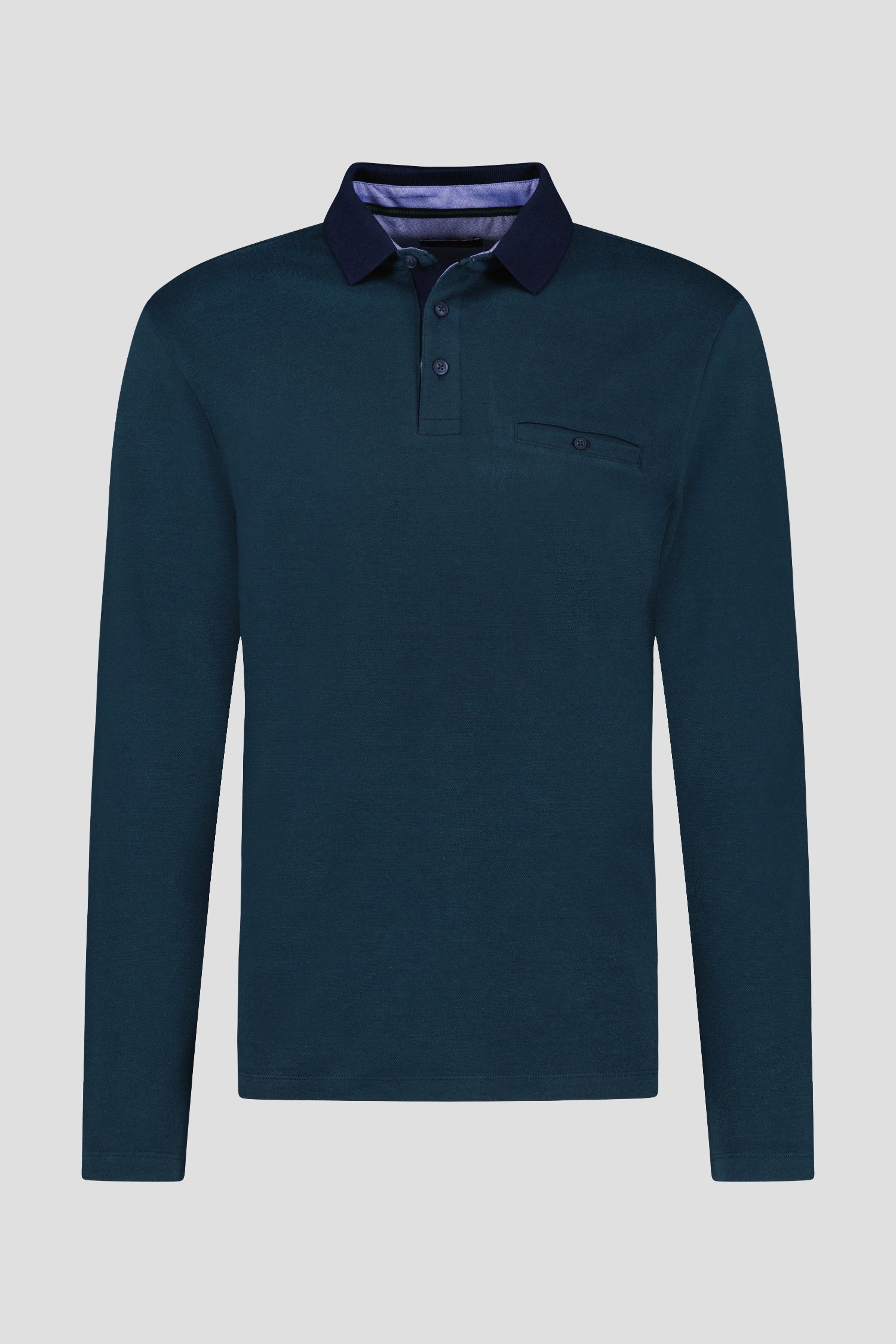 Donkergroene polo met lange mouwen van Dansaert Blue voor Heren