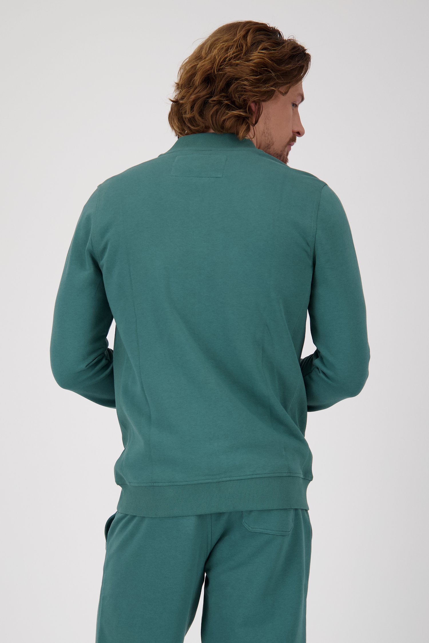 Donkergroene sweater met rits van Ravøtt voor Heren