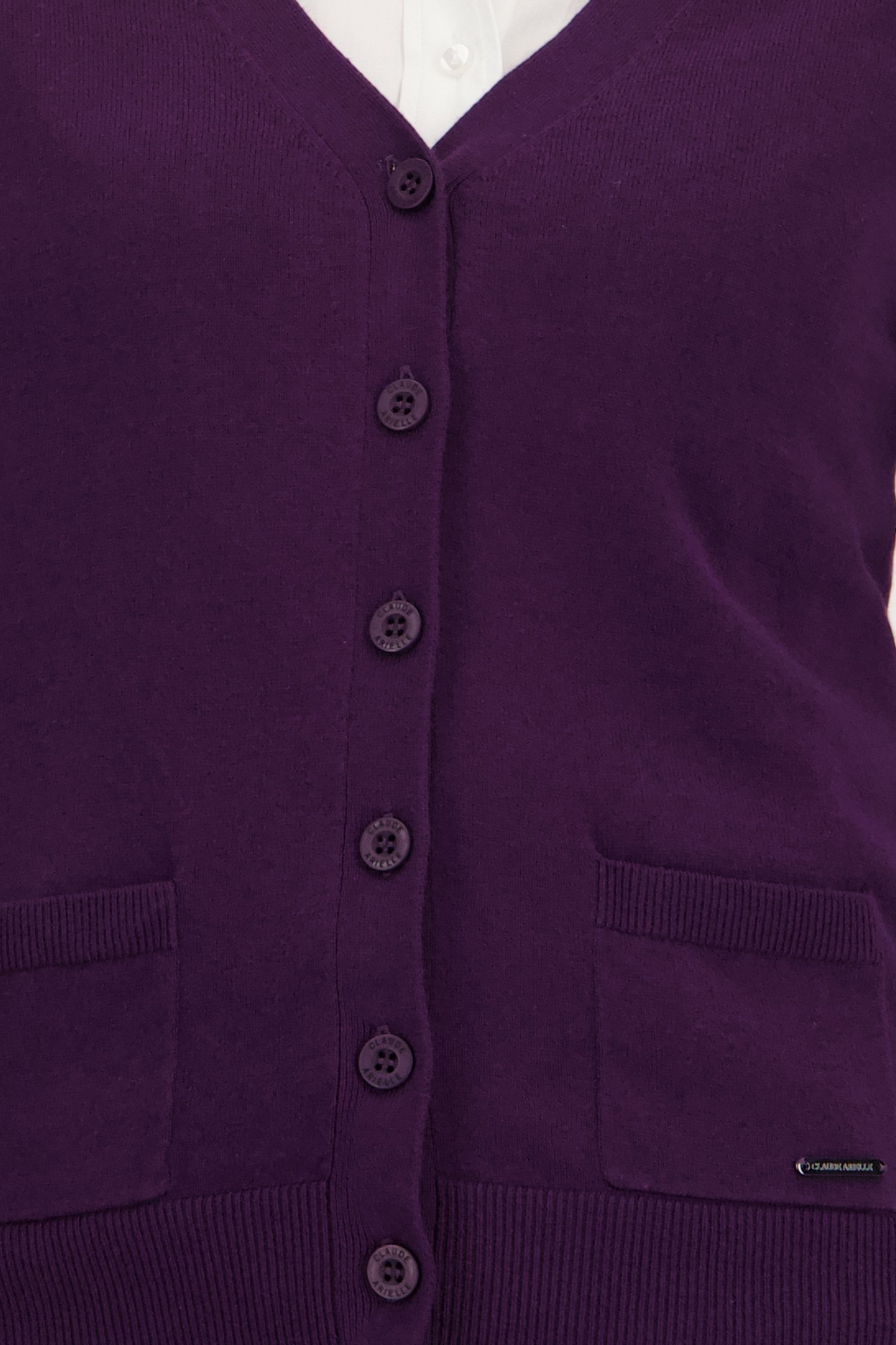 Donkerpaarse cardigan met ton-sur-ton knopen van Claude Arielle voor Dames
