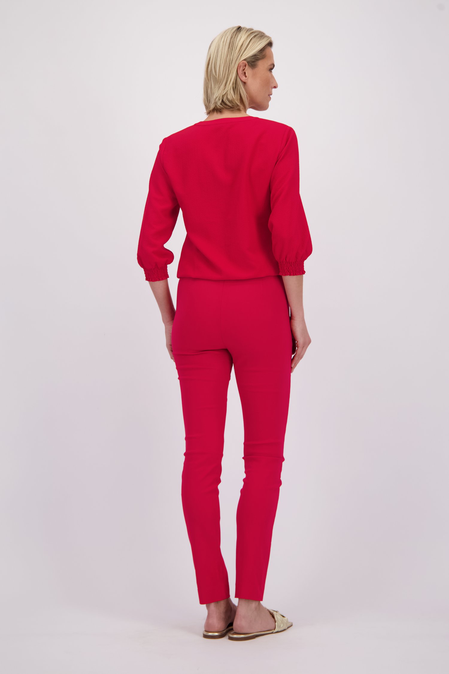Extra foto 2 van Donkerrode slim fit broek door Claude Arielle voor Dames