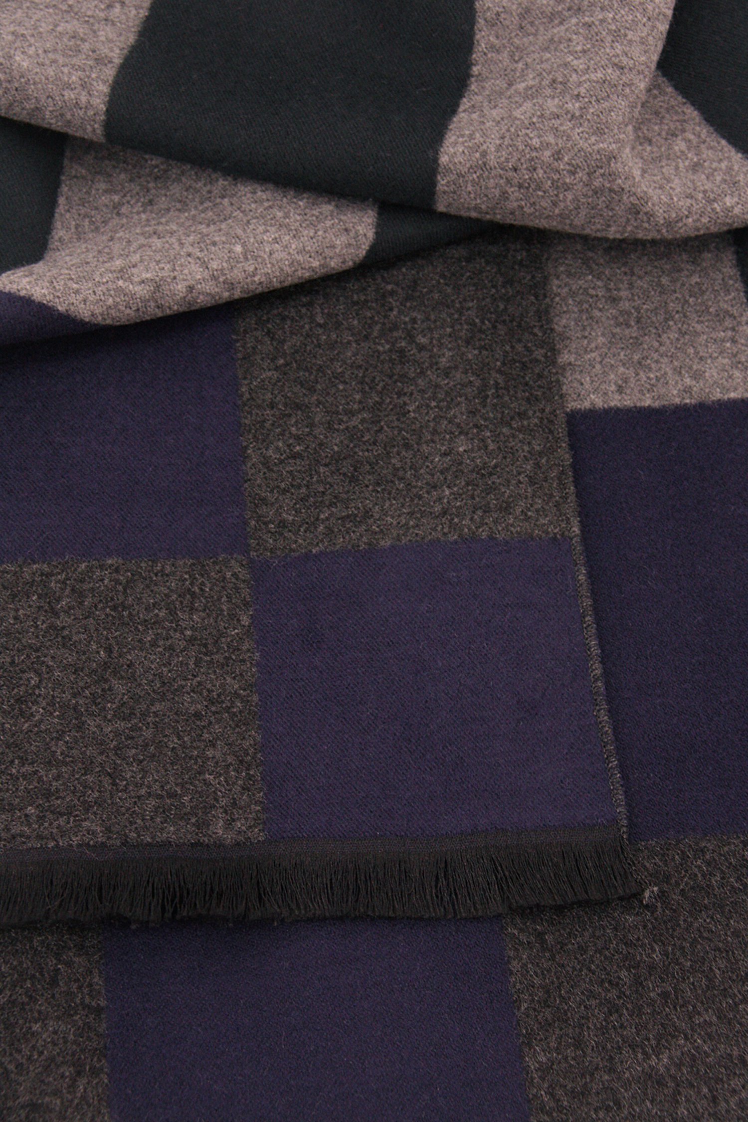 Écharpe à carreaux bleu foncé-vert foncé-gris de Michaelis pour Hommes