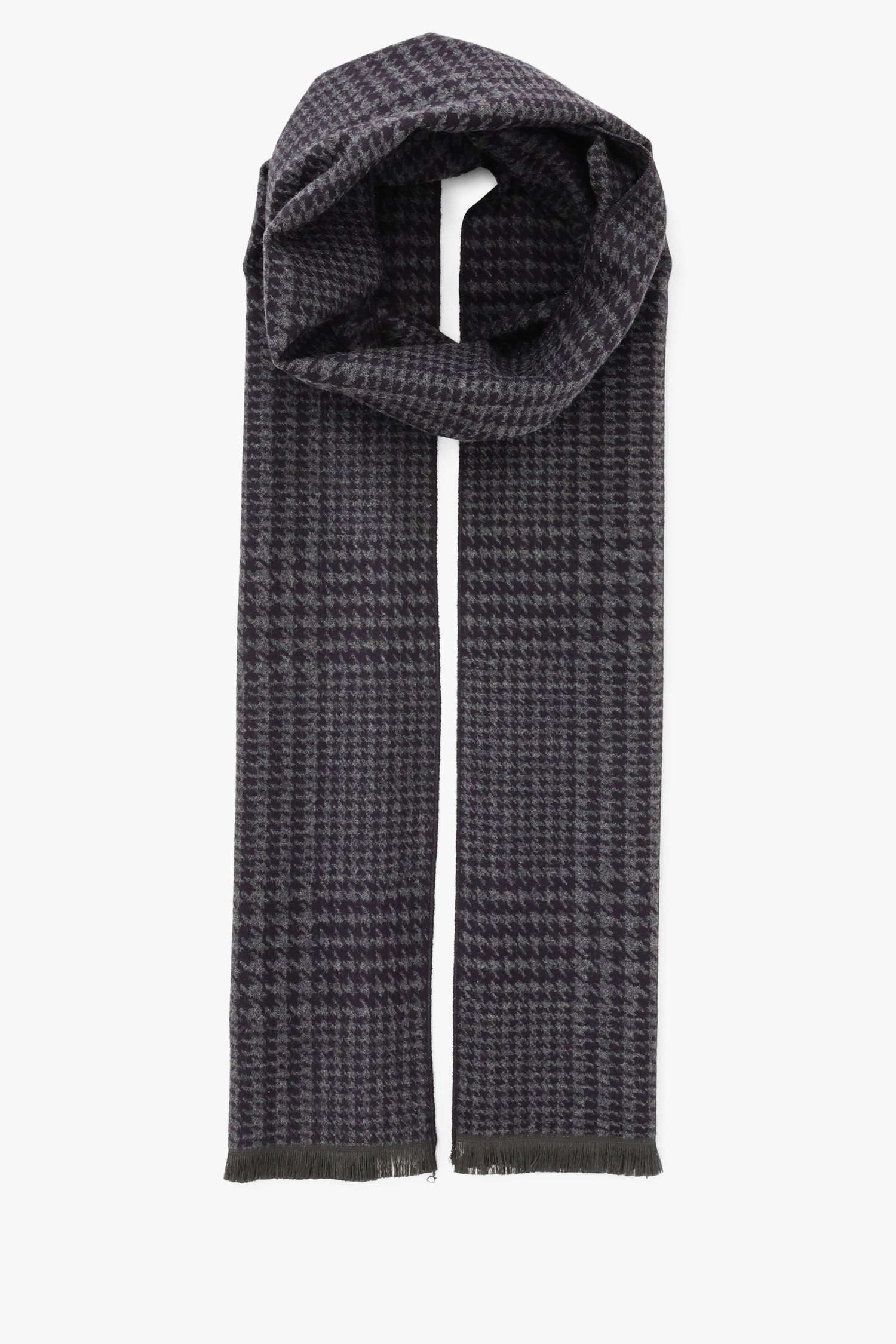 Écharpe avec motif pied-de-poule gris-marine de Michaelis pour Hommes
