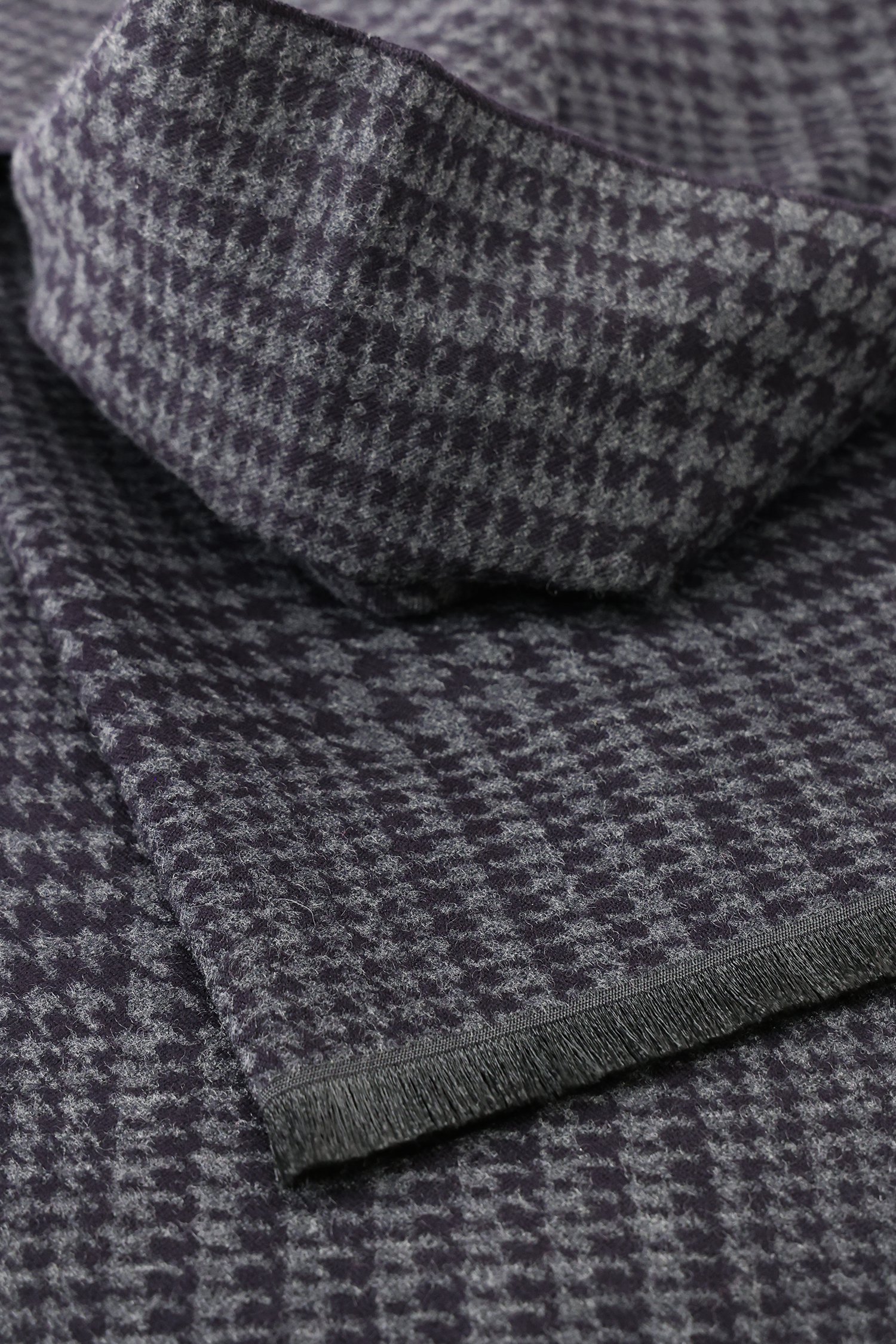 Écharpe avec motif pied-de-poule gris-marine de Michaelis pour Hommes