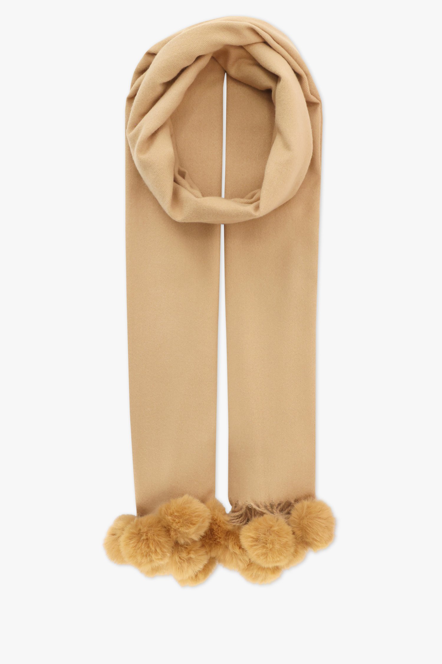 Écharpe d'hiver beige avec pompons de Liberty Island pour Femmes