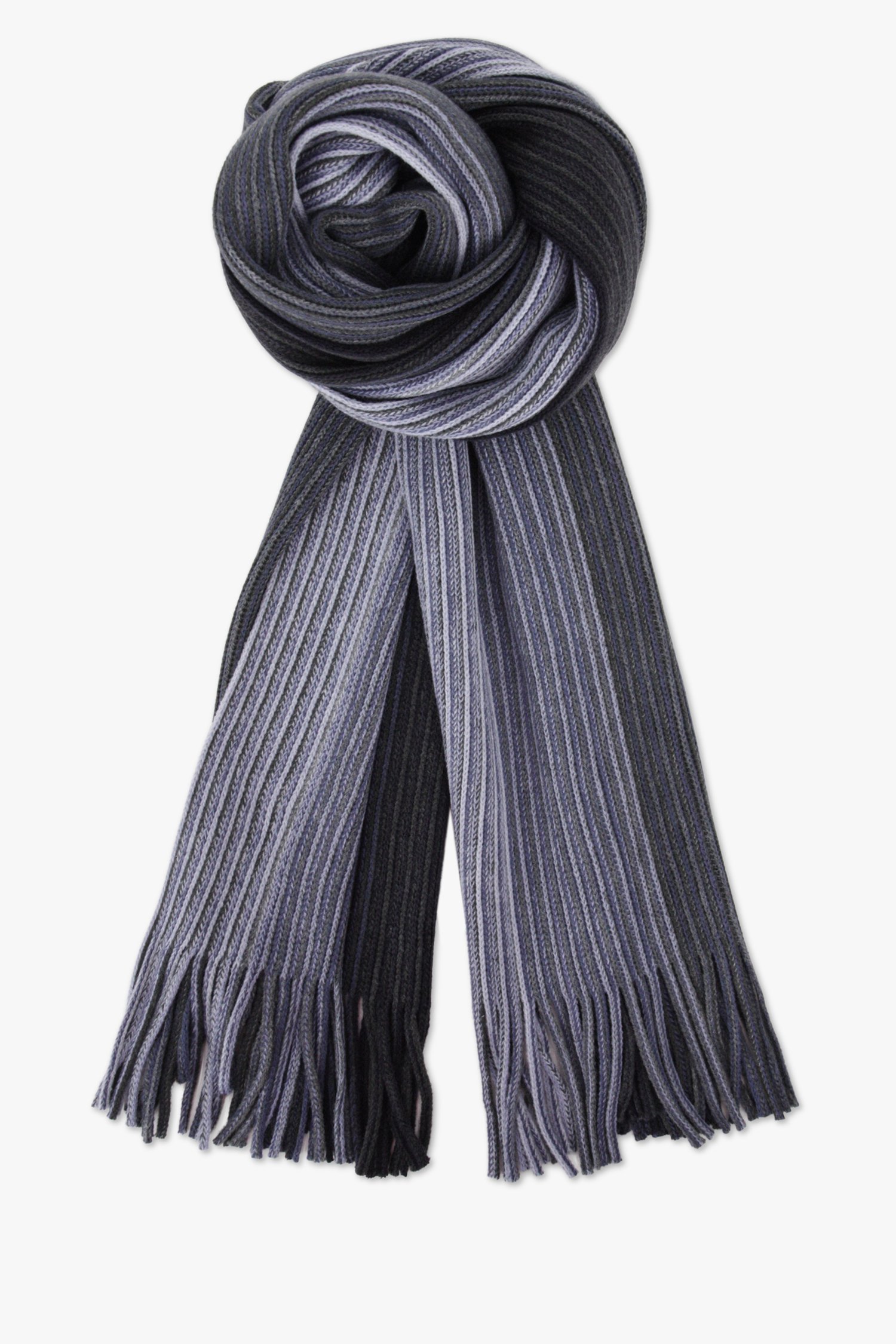 Écharpe en tricot côtelé bleu et gris de Michaelis pour Hommes