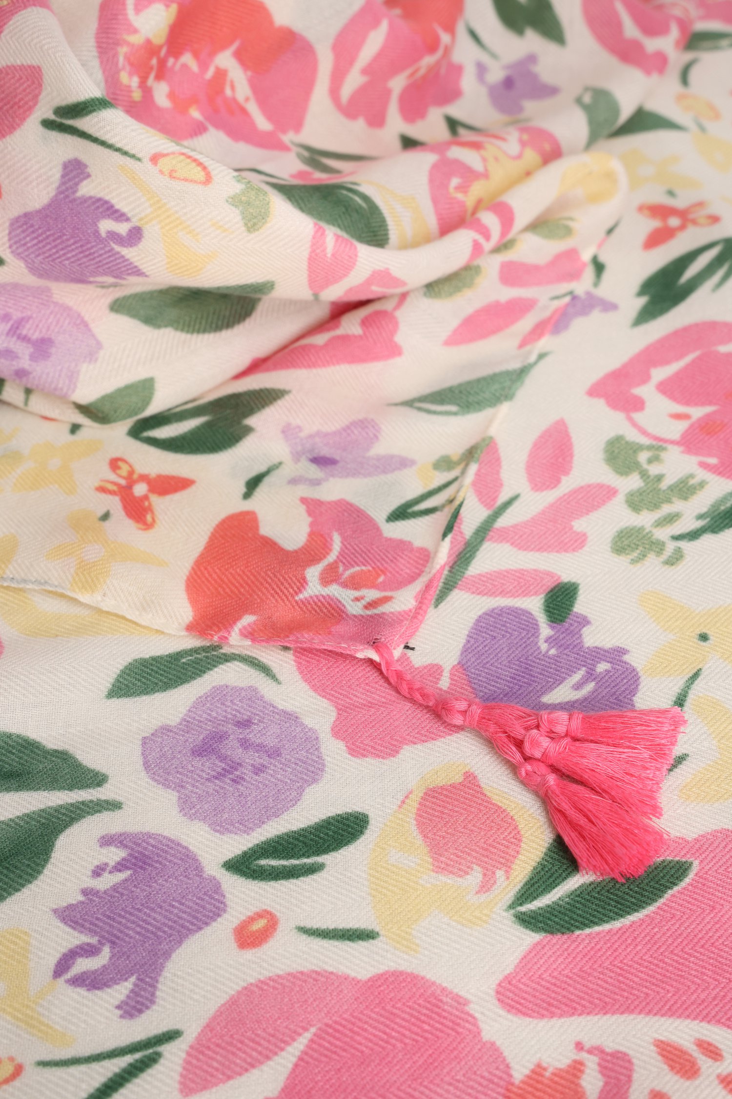 Echarpe florale en beige, rose et violet de Liberty Island pour Femmes