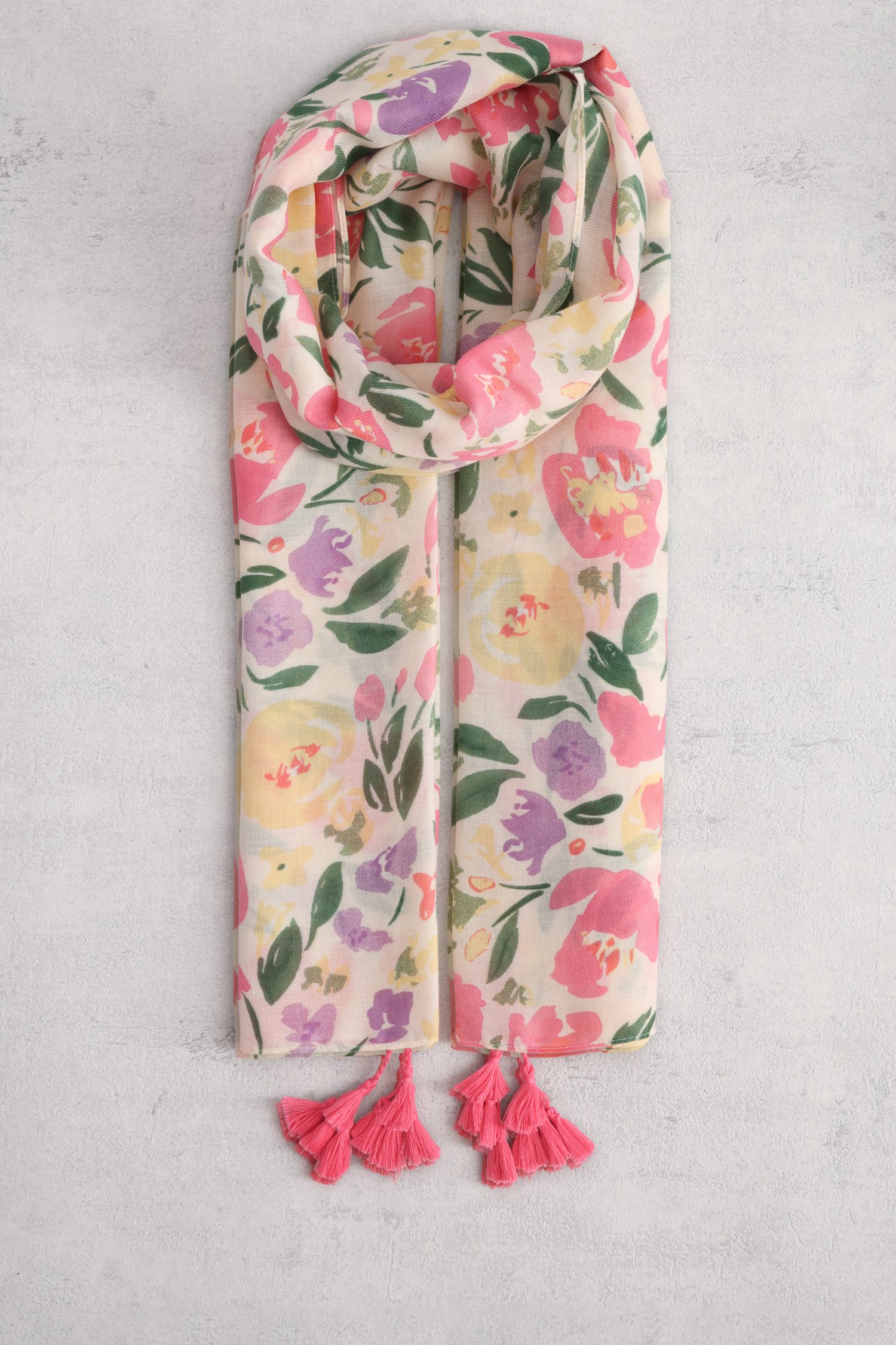 Echarpe florale en beige, rose et violet de Liberty Island pour Femmes