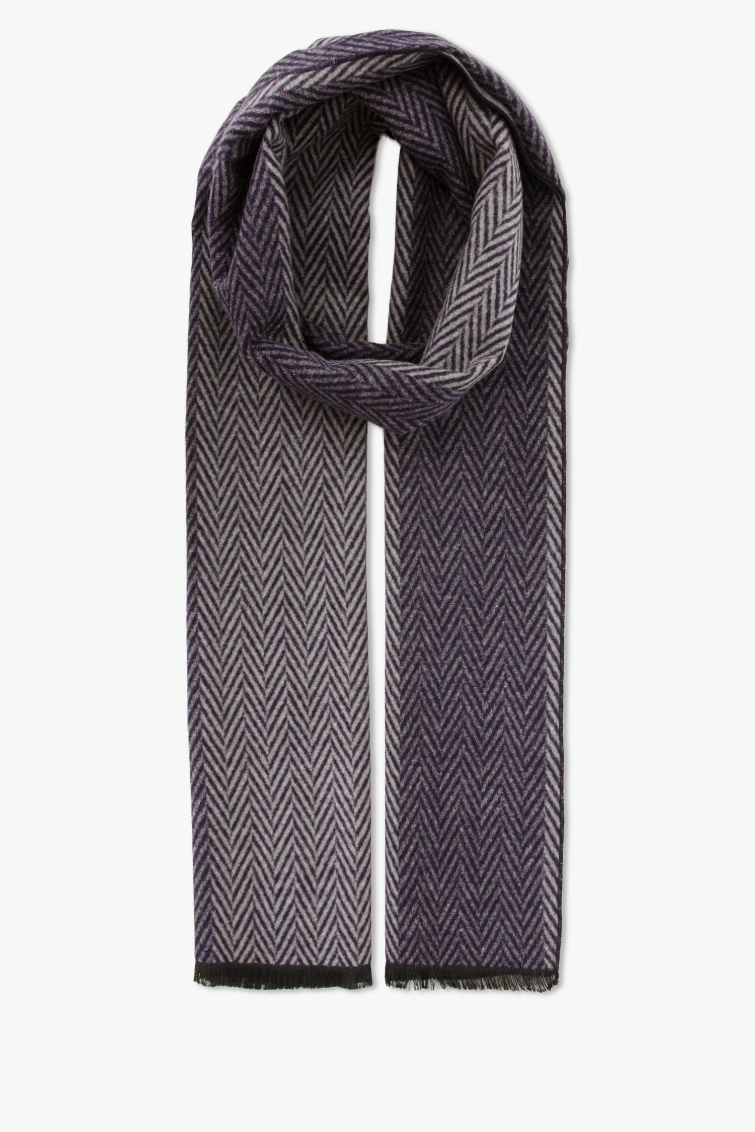 Écharpe grise avec motif à chevrons bleu marine de Michaelis pour Hommes