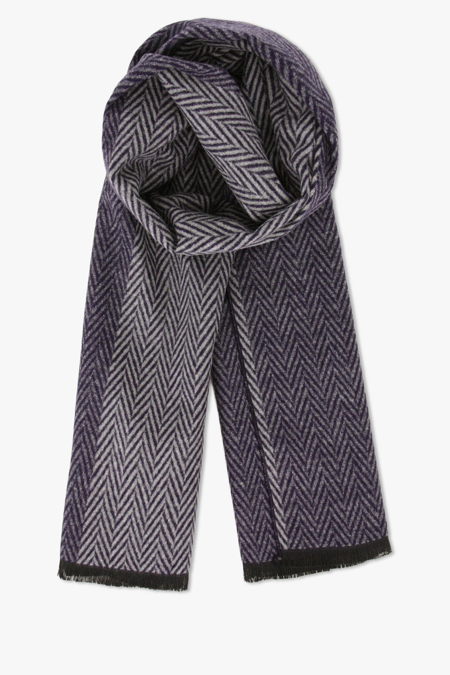 Écharpe grise avec motif à chevrons bleu marine de Michaelis pour Hommes