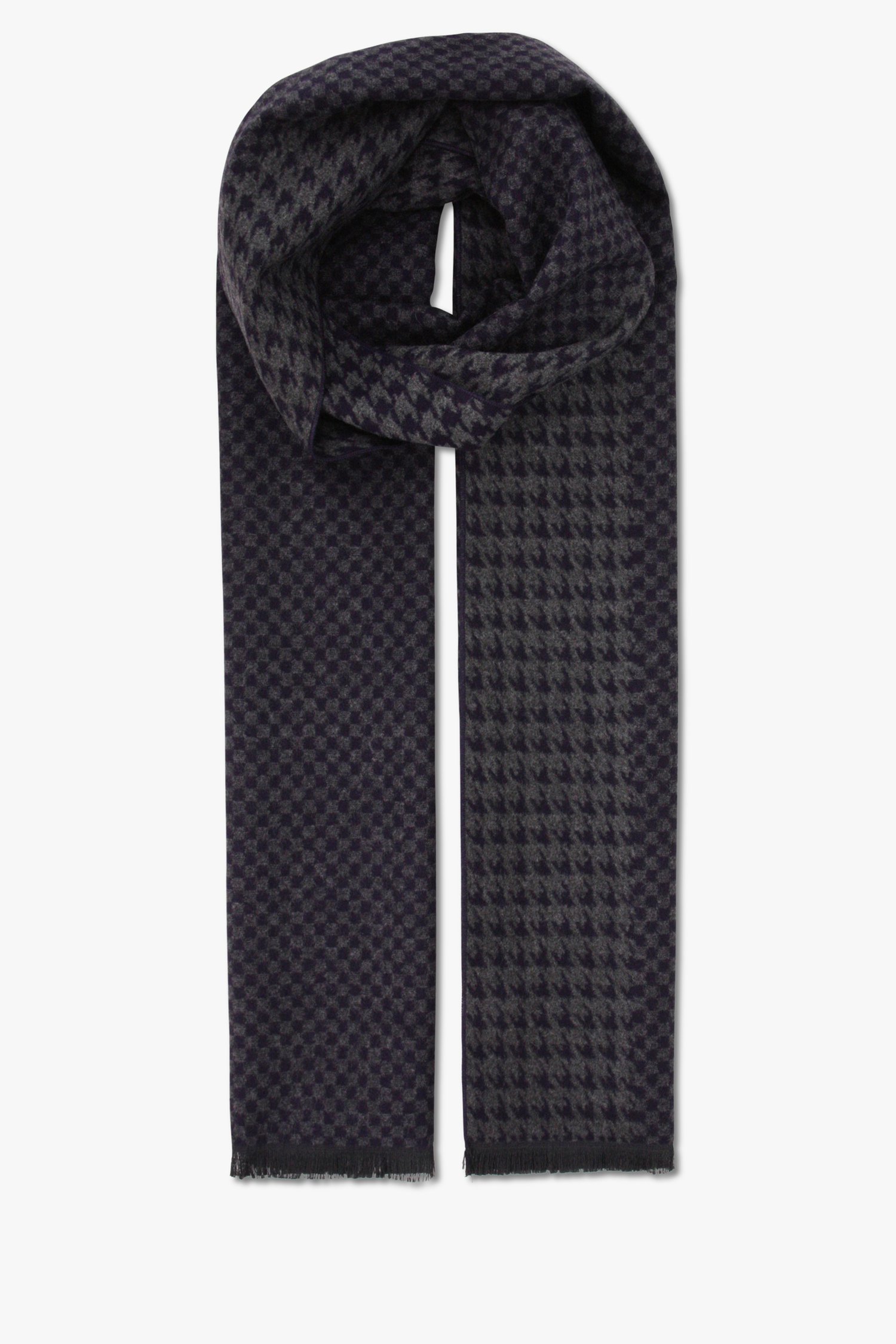 Écharpe grise avec motif pied-de-poule bleu de Michaelis pour Hommes