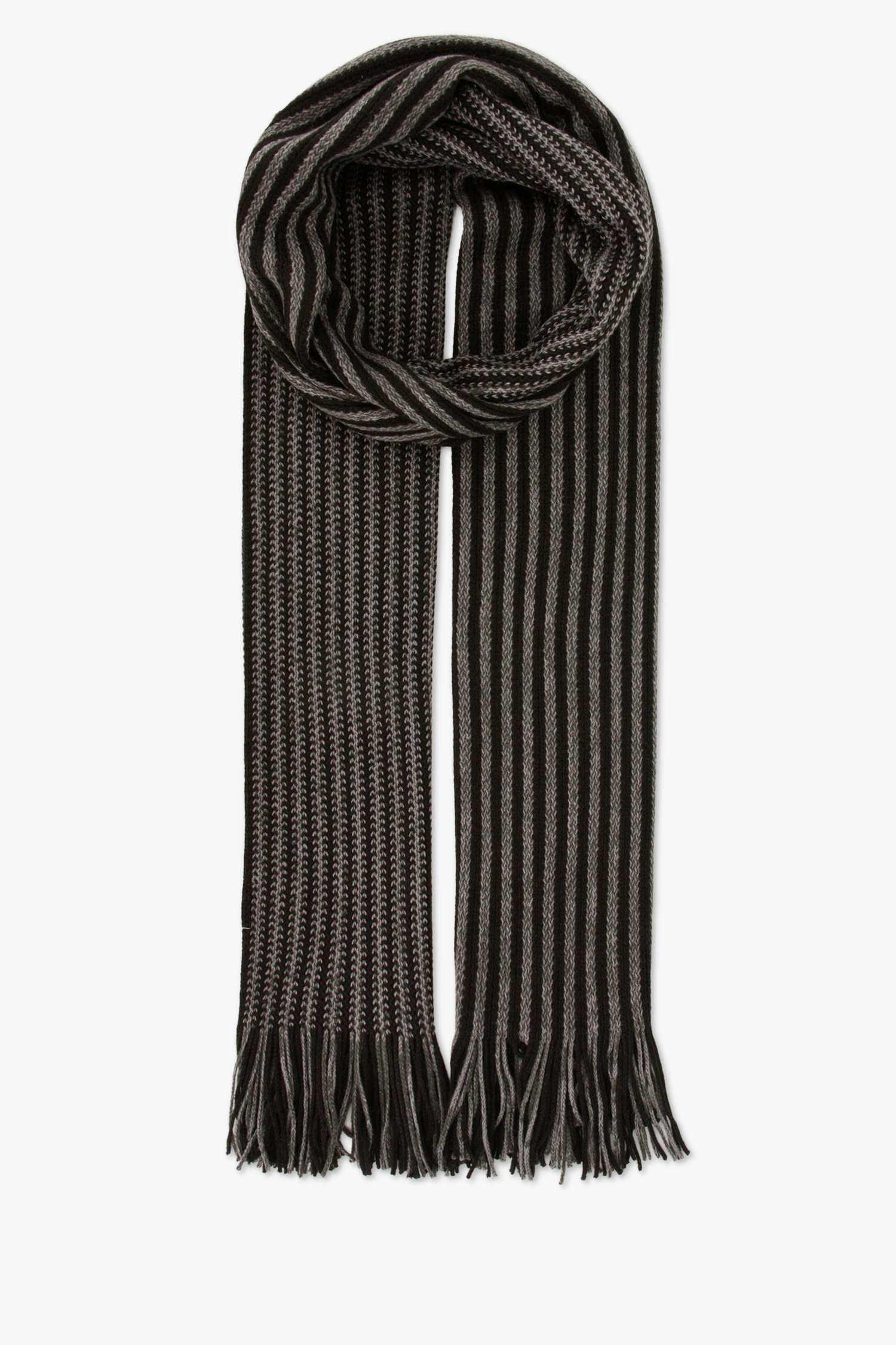 Écharpe rayée gris-noir de Michaelis pour Hommes
