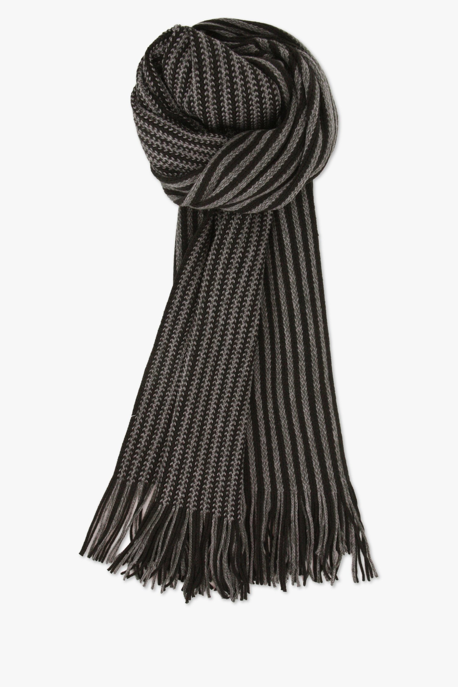 Écharpe rayée gris-noir de Michaelis pour Hommes