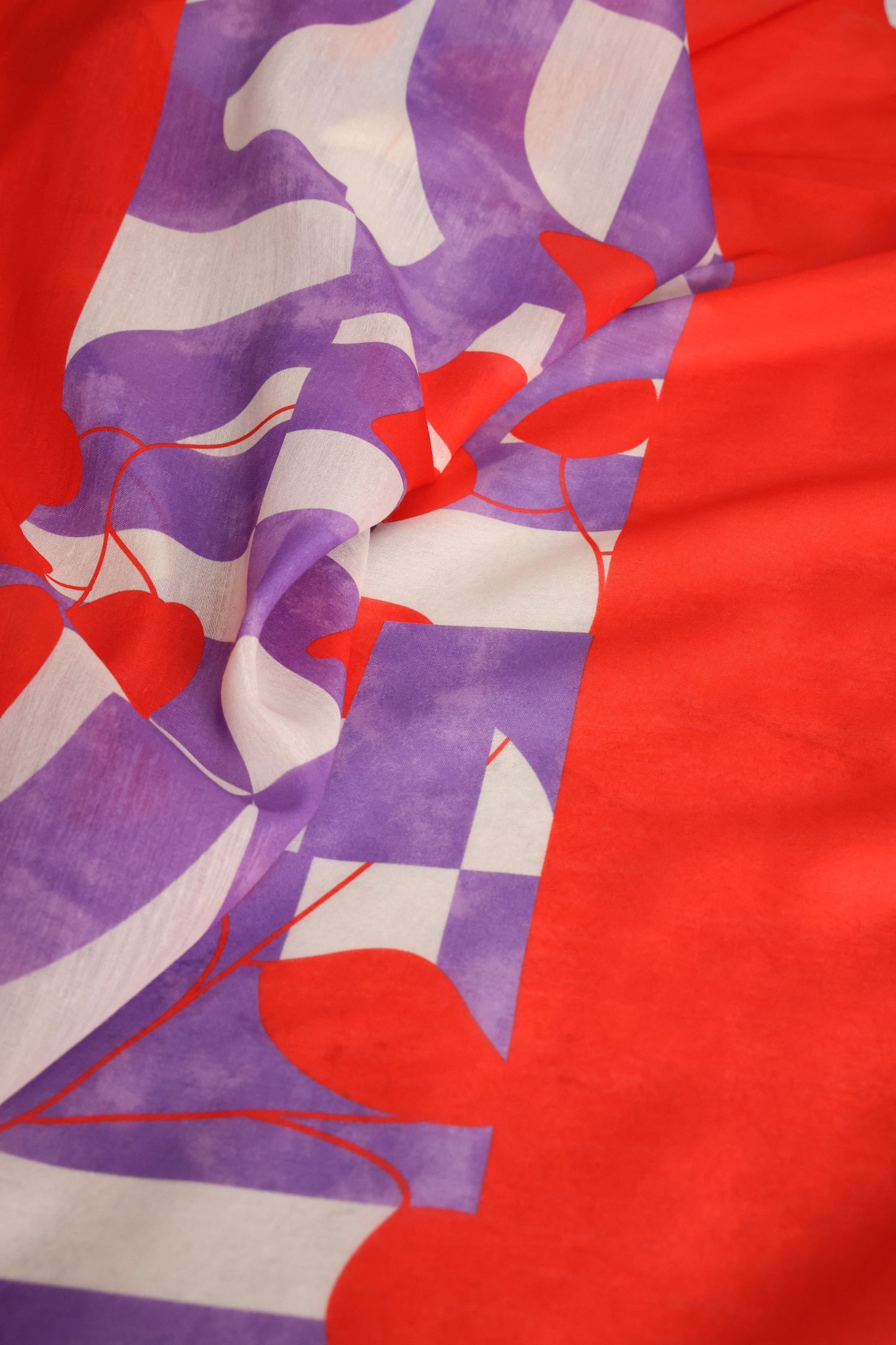 Écharpe rouge-violet à imprimé abstrait de D'Auvry pour Femmes