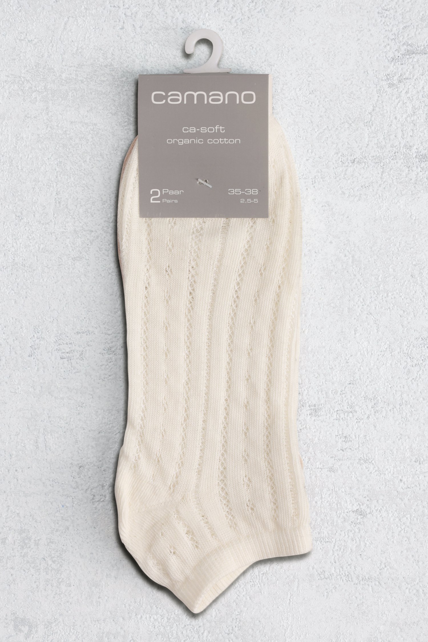 Ecru-beige sokken met opengewerkt motief - 2 paar van Camano voor Dames