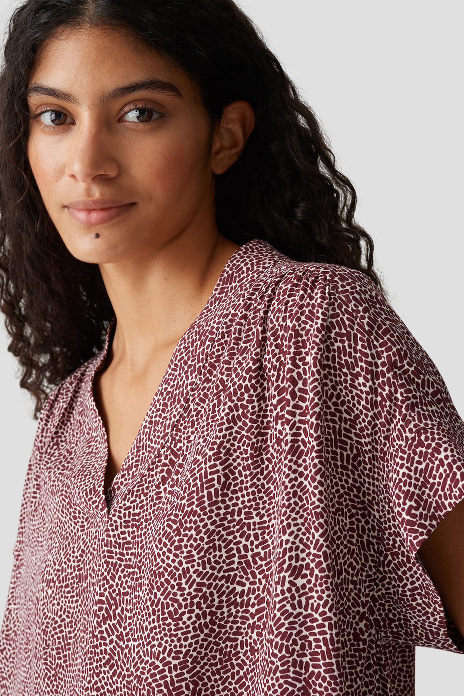 Ecru blouse met bordeaux print van Opus voor Dames