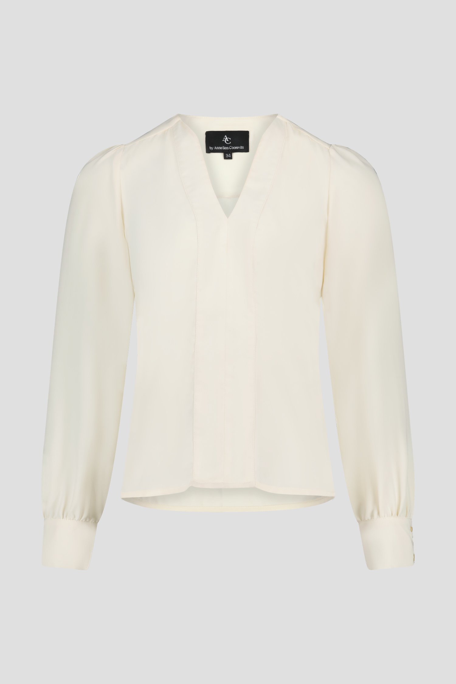 Ecru blouse met V-hals van AC by Annelien Coorevits voor Dames