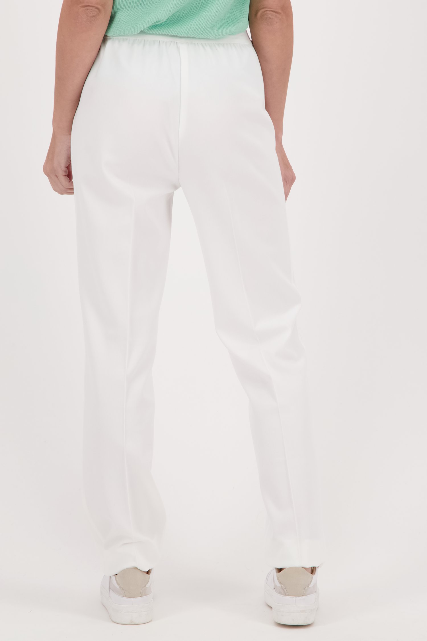 Ecru broek met elastische tailleband van Claude Arielle voor Dames