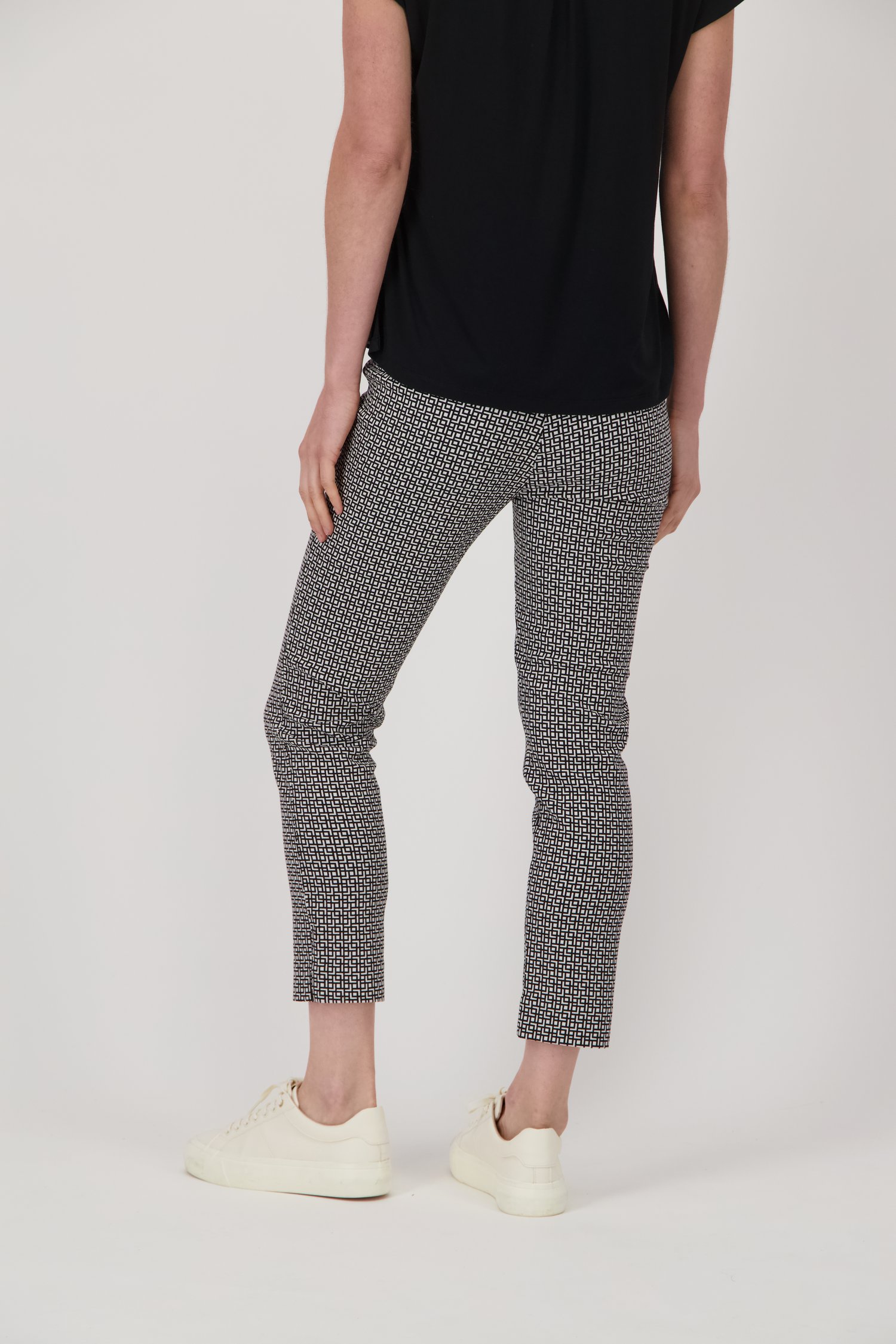 Ecru broek met navy print - 7/8 lengte van Liberty Island voor Dames