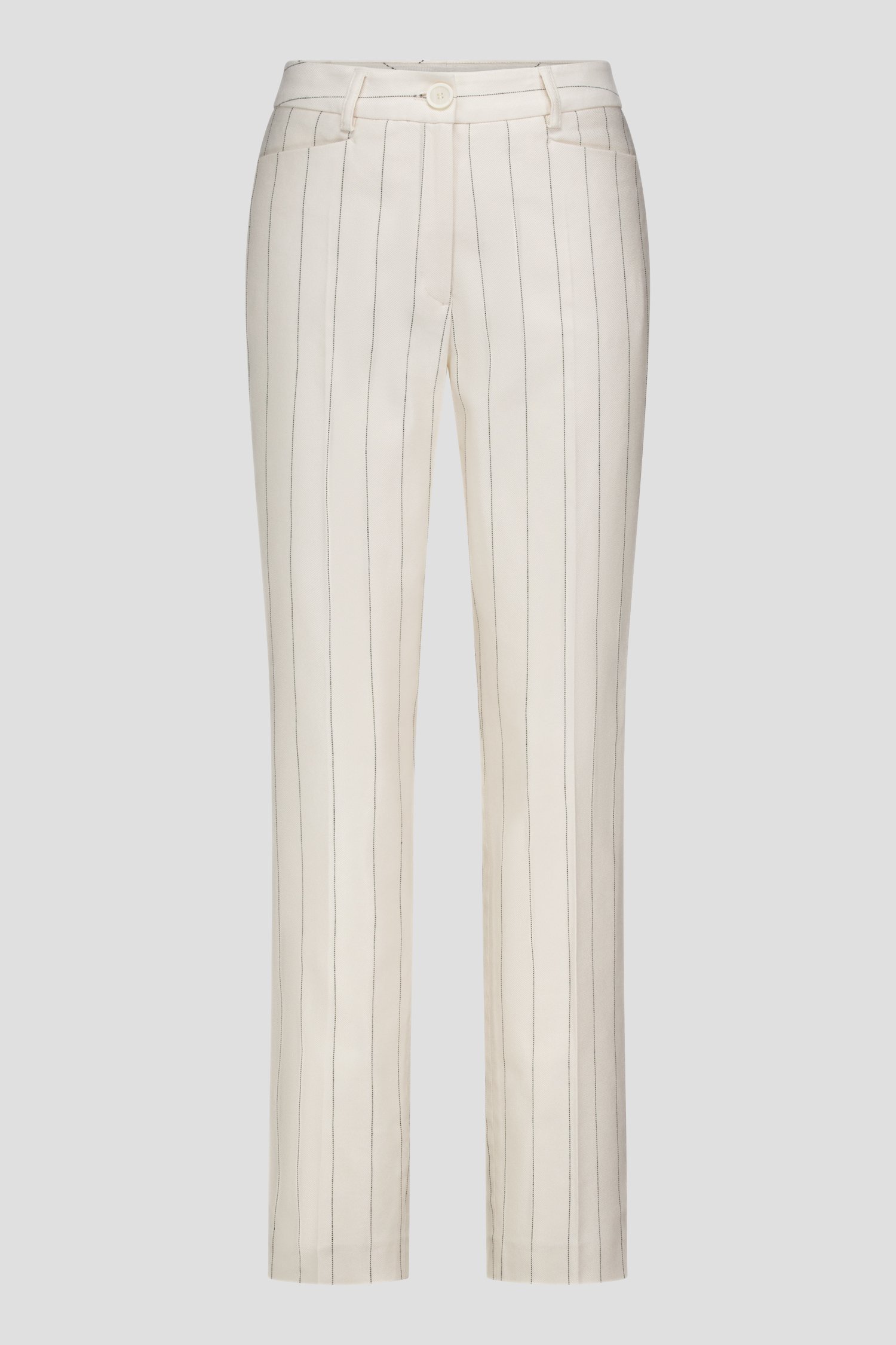Ecru broek met zwart gestreept motief van More & More voor Dames