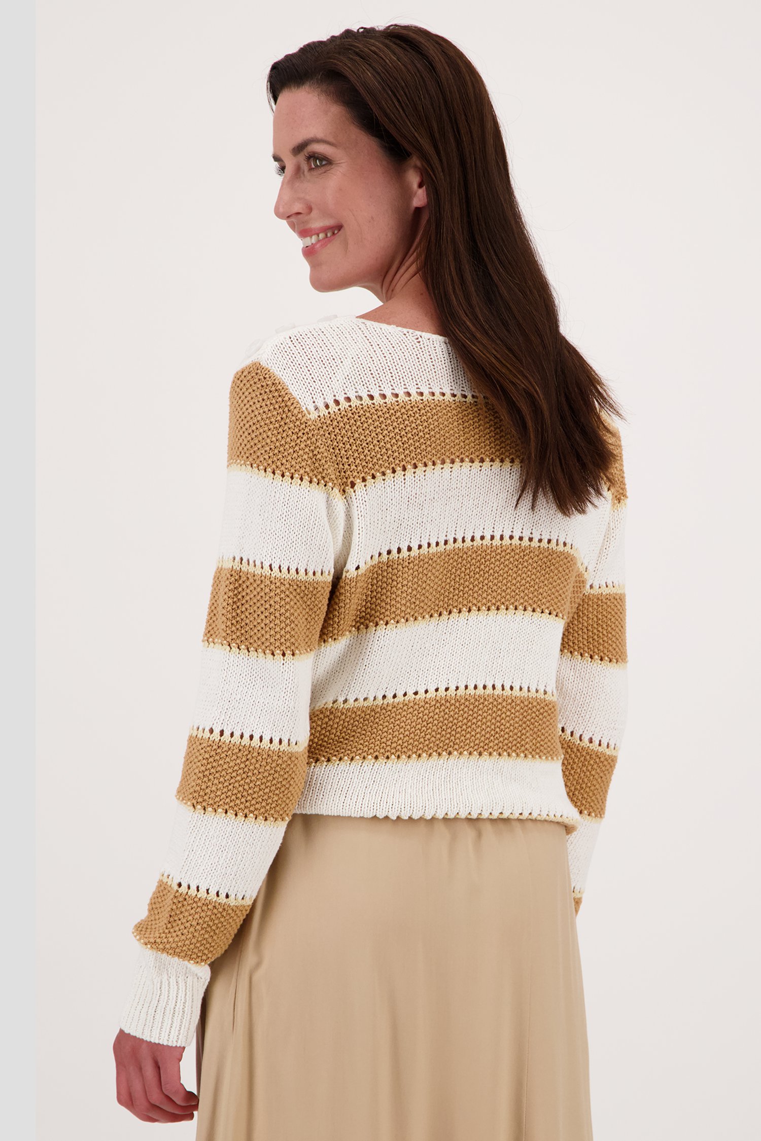 Ecru-bruin gestreepte trui van Diane Laury voor Dames