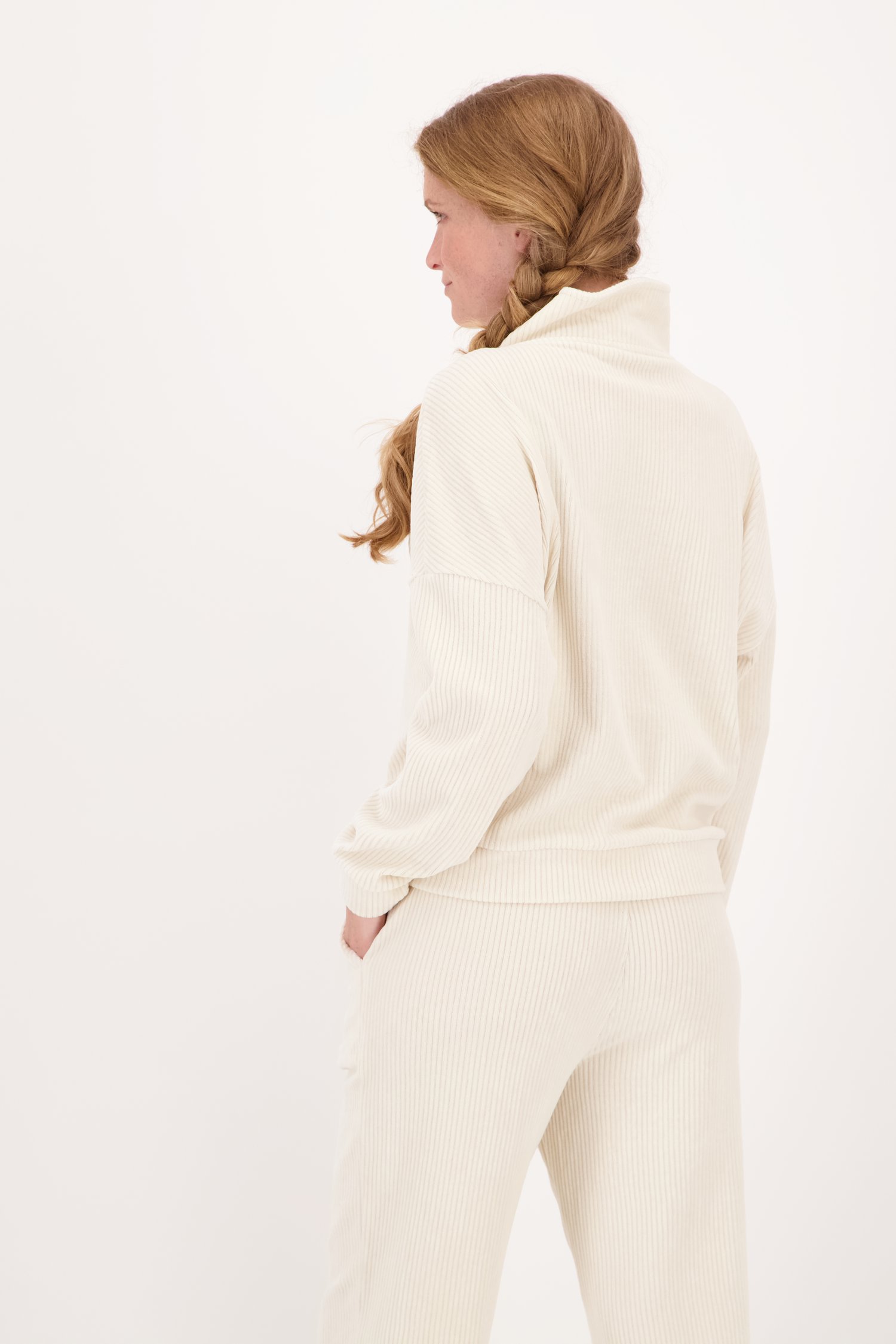 Ecru geribbelde trui van Liberty Island homewear voor Dames