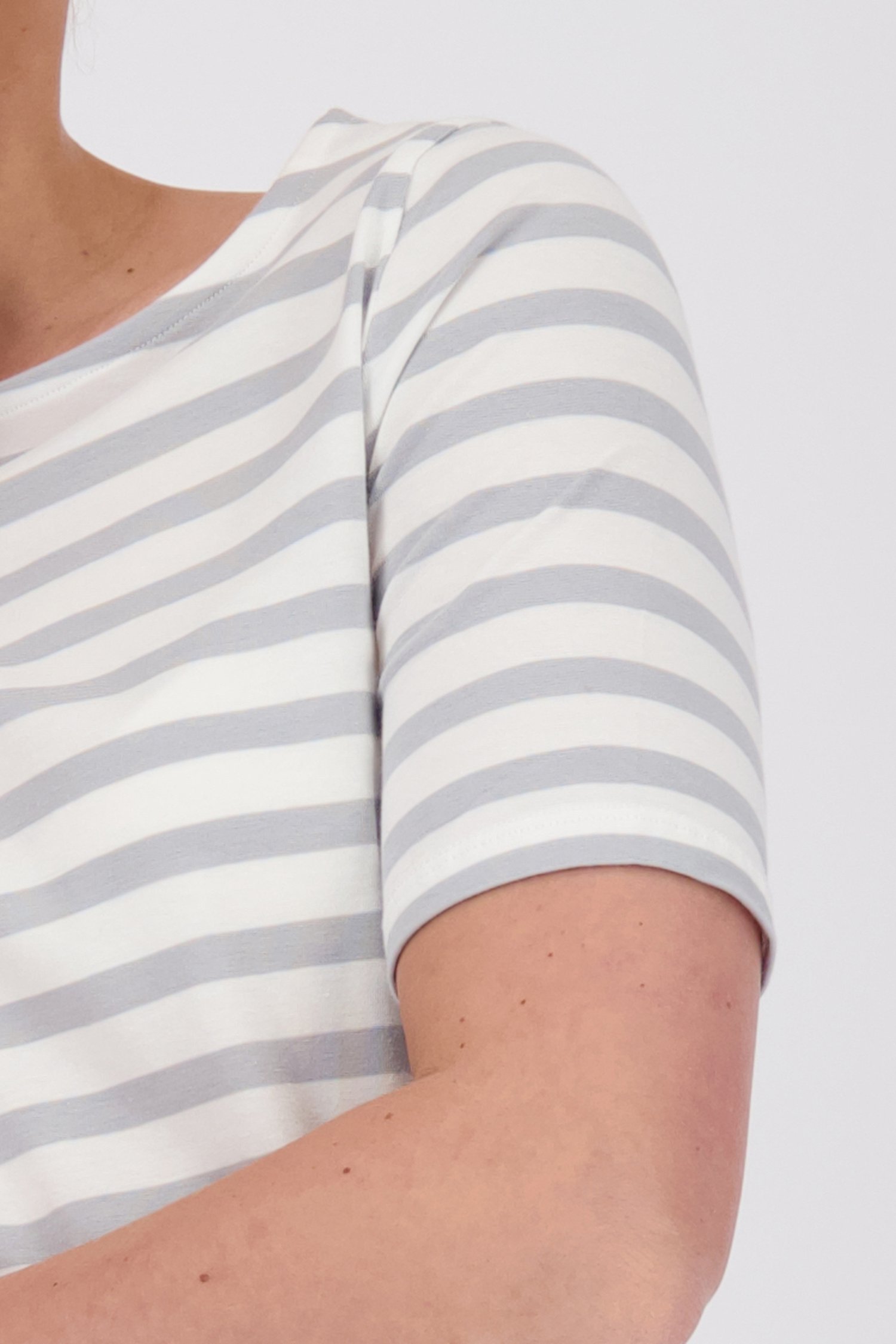 Ecru-grijs gestreept T-shirt van More & More voor Dames