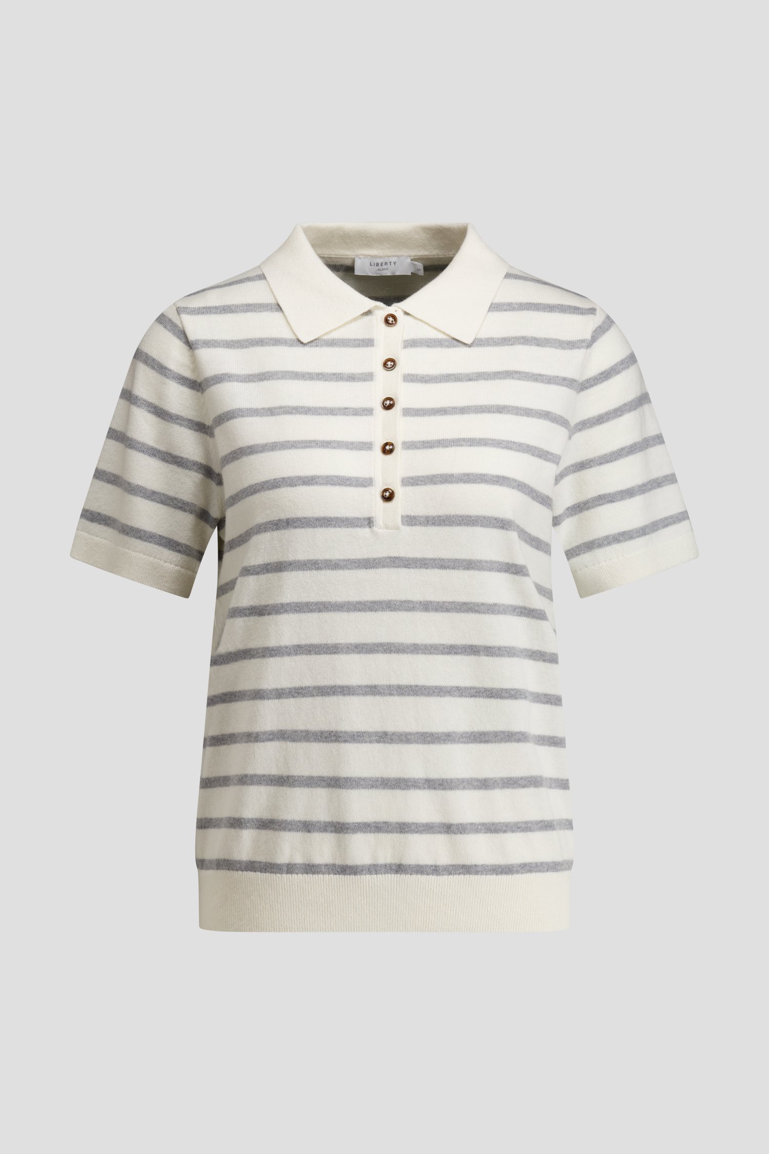 Productfoto 1 van Ecru-grijs gestreepte polo  door Liberty Island voor Dames