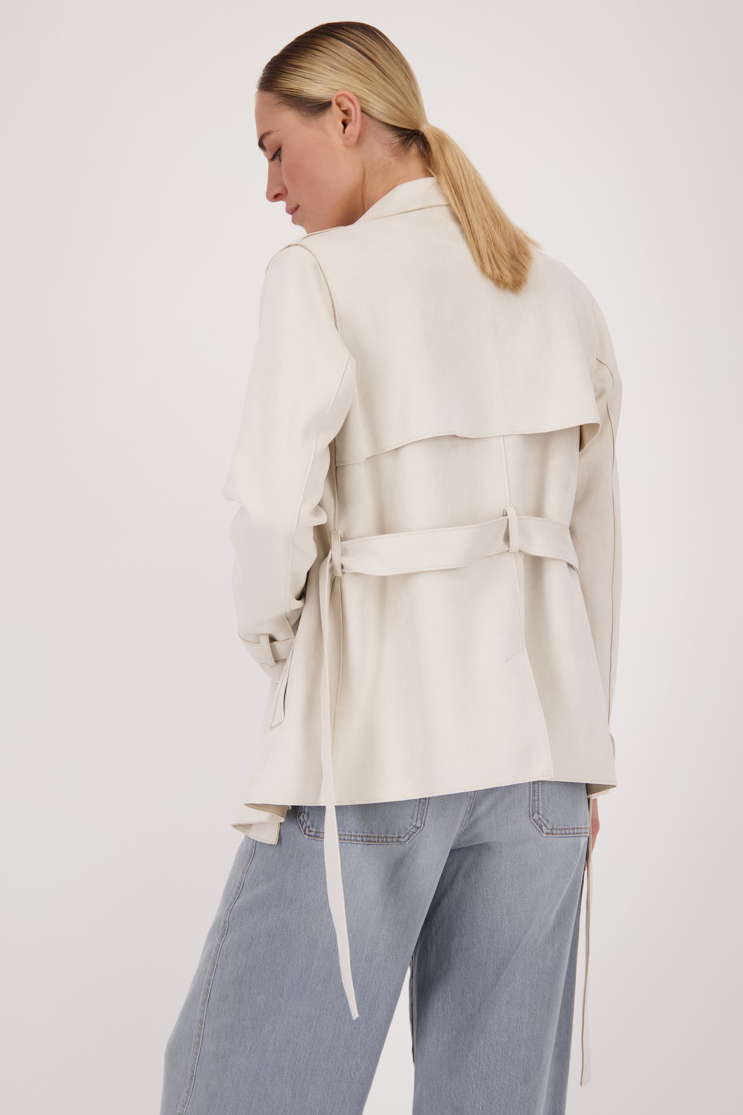 Ecru jas met suède look van Liberty Island voor Dames