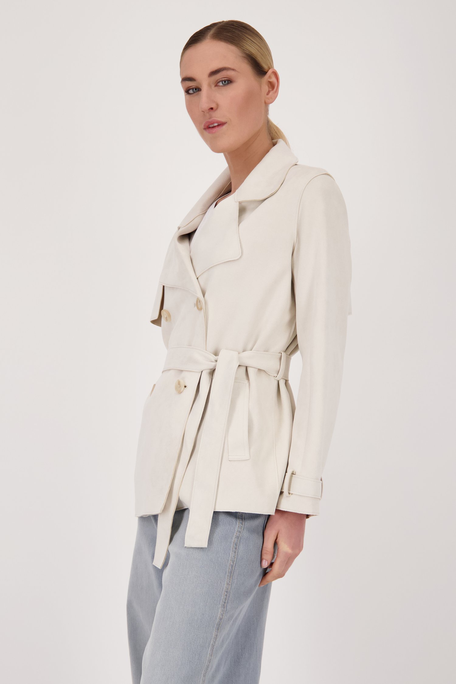 Ecru jas met suède look van Liberty Island voor Dames