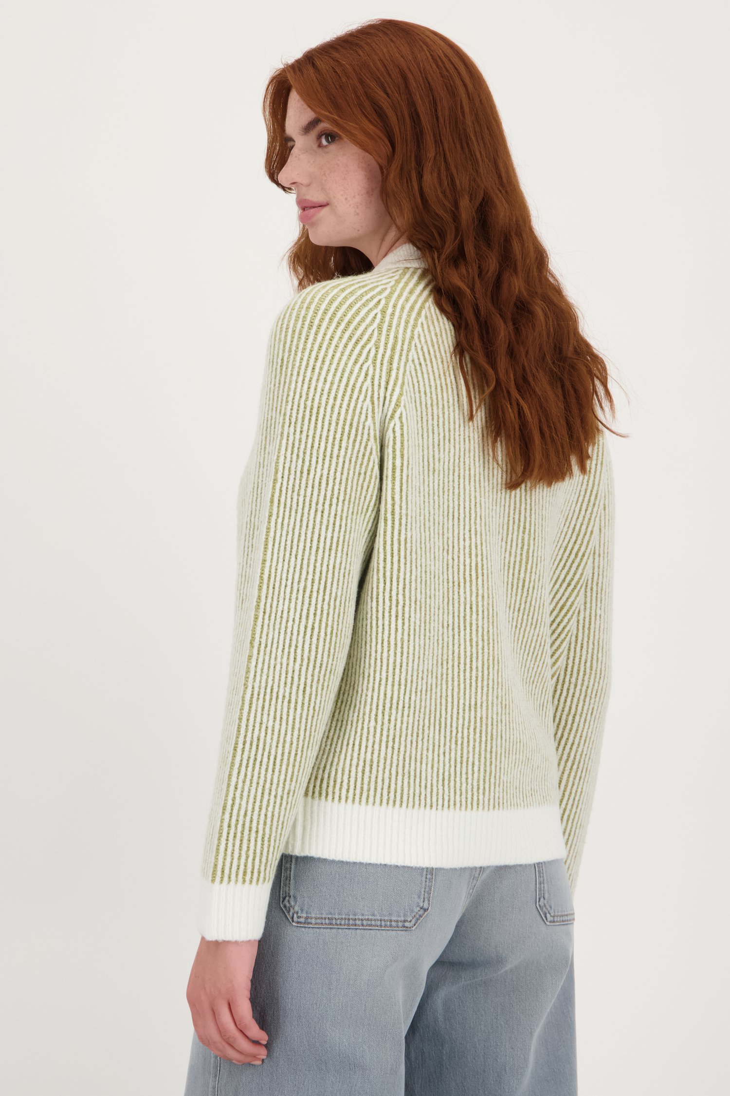 Ecru-kaki gestreepte trui van Liberty Loving nature voor Dames