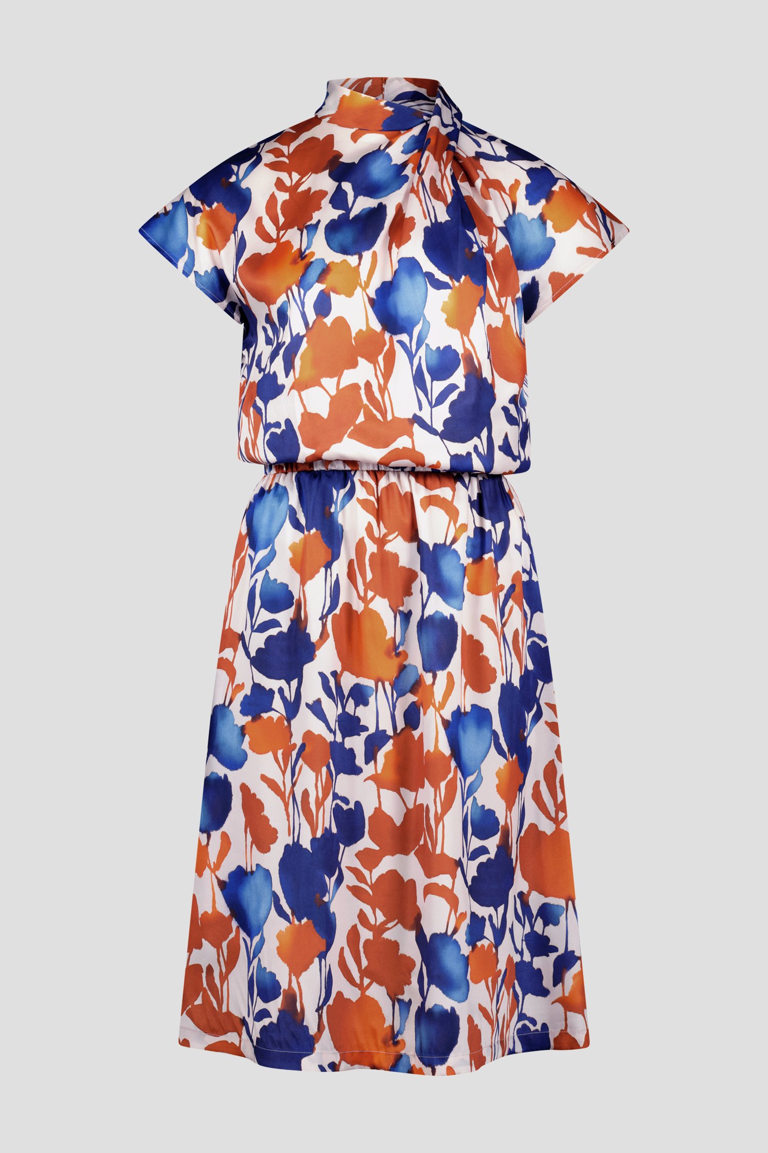 Ecru kleedje met oranje-blauwe bloemenprint van D'Auvry voor Dames