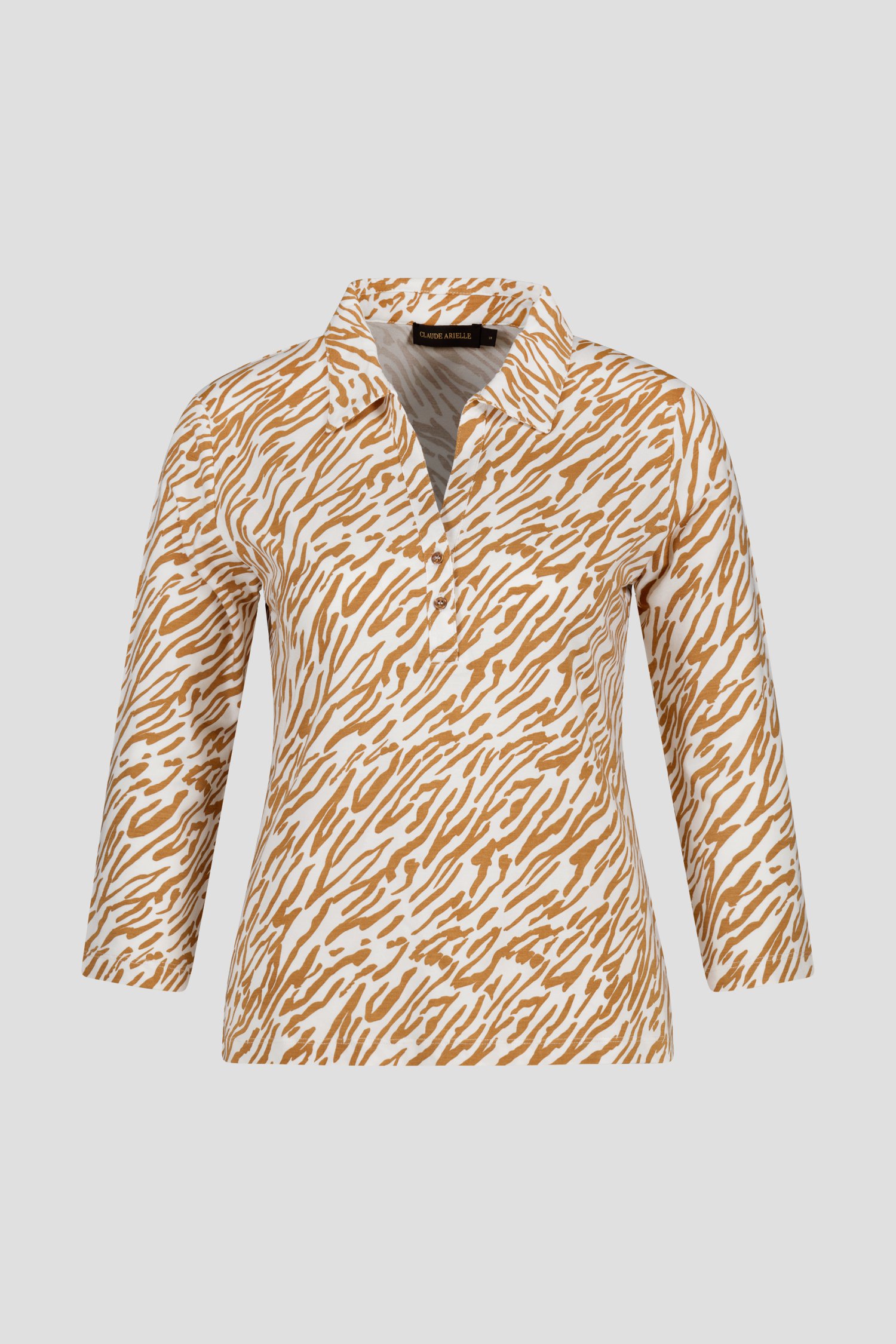Ecru polo met animal print van Claude Arielle voor Dames