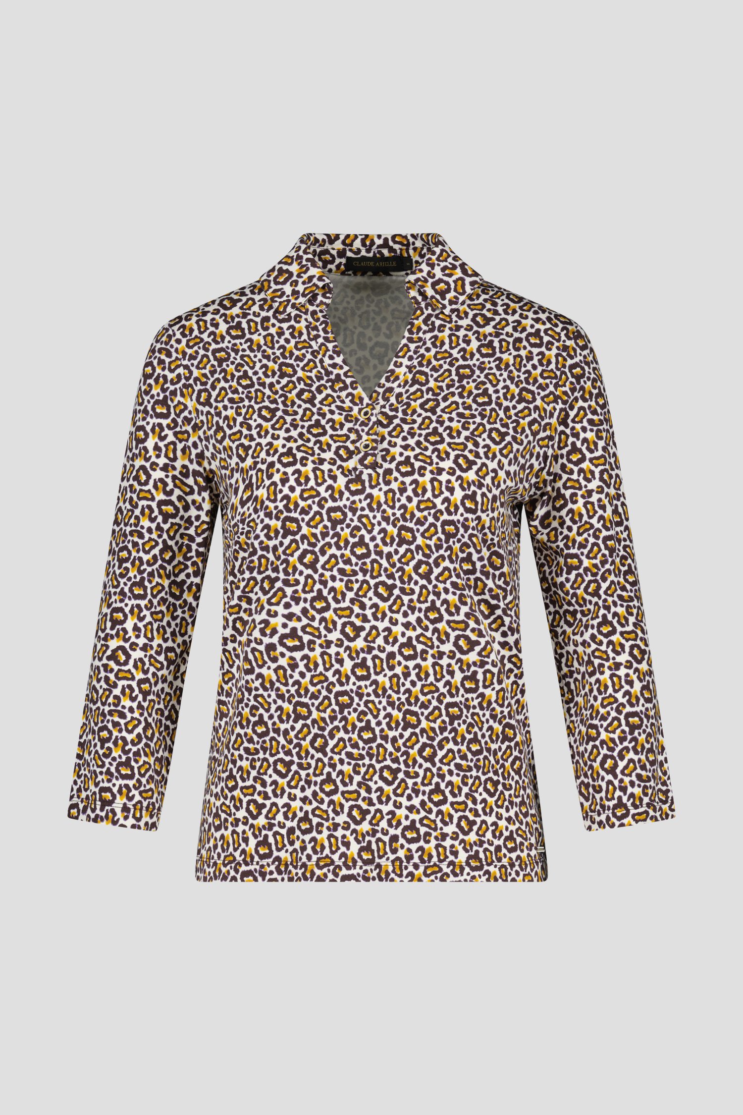 Ecru polo met fijne luipaardprint van Claude Arielle voor Dames