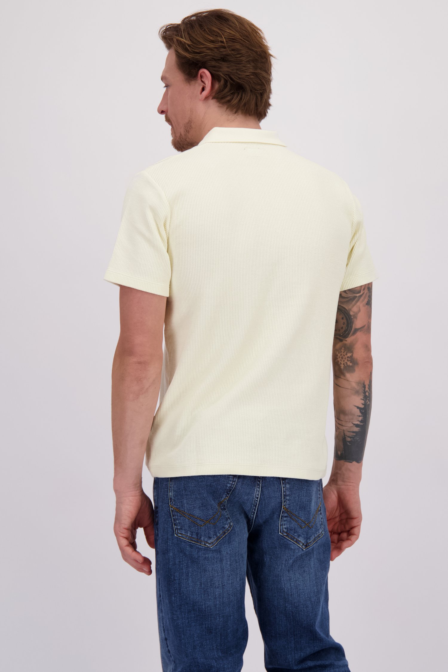 Achterkant van Ecru ribgebreide polo door Bluefields voor Heren