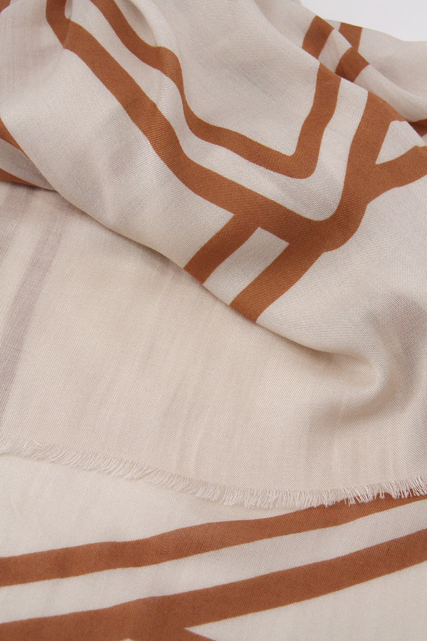 Ecru sjaaltje met bruin lijnenpatroon van Liberty Island voor Dames