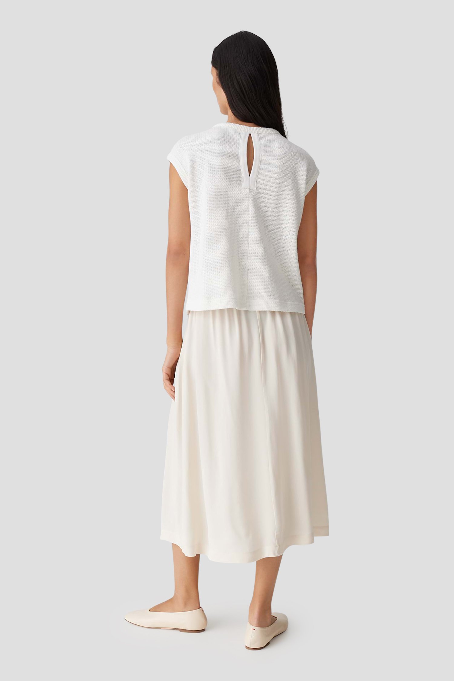 Ecru T-shirt met gebreide look  van Opus voor Dames
