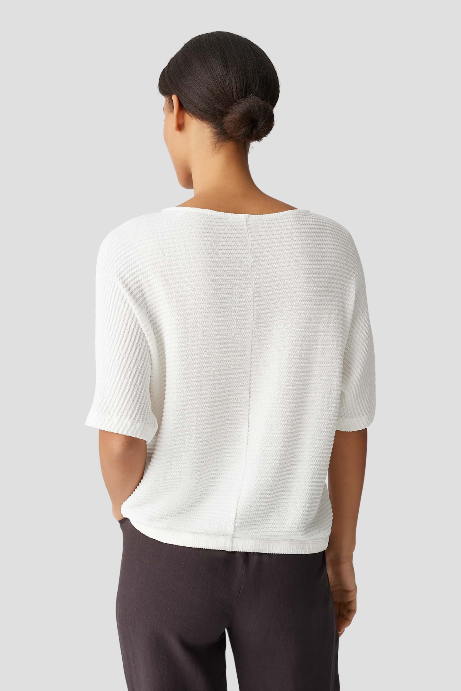 Ecru T-shirt met gewafelde structuur van Opus voor Dames