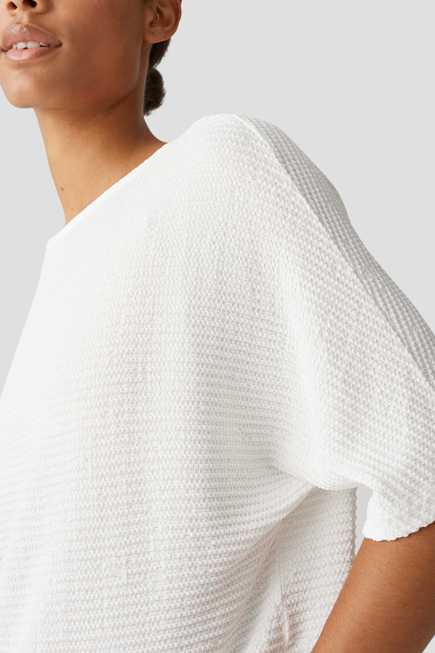 Ecru T-shirt met gewafelde structuur van Opus voor Dames