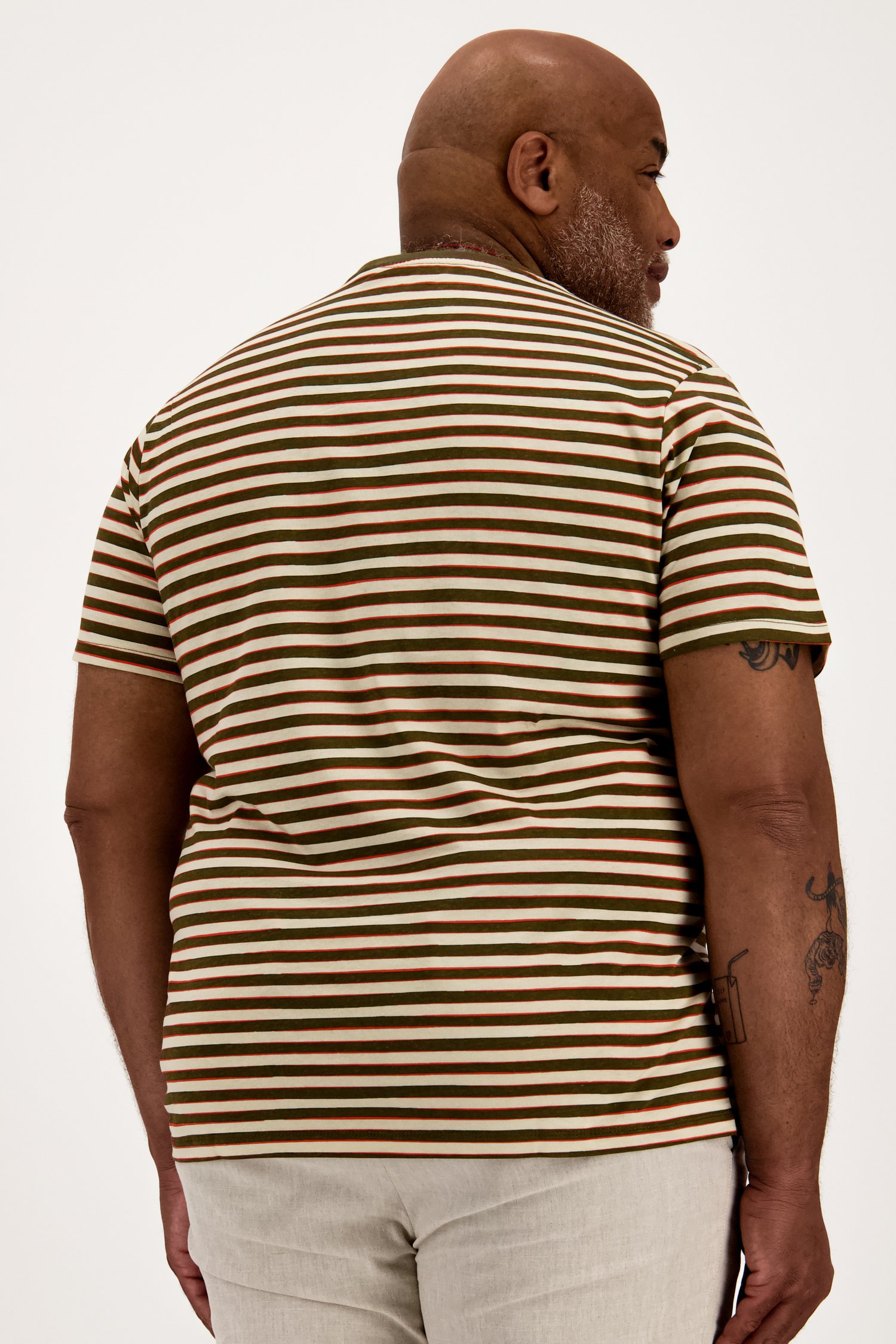 Ecru T-shirt met strepen van Jefferson voor Heren