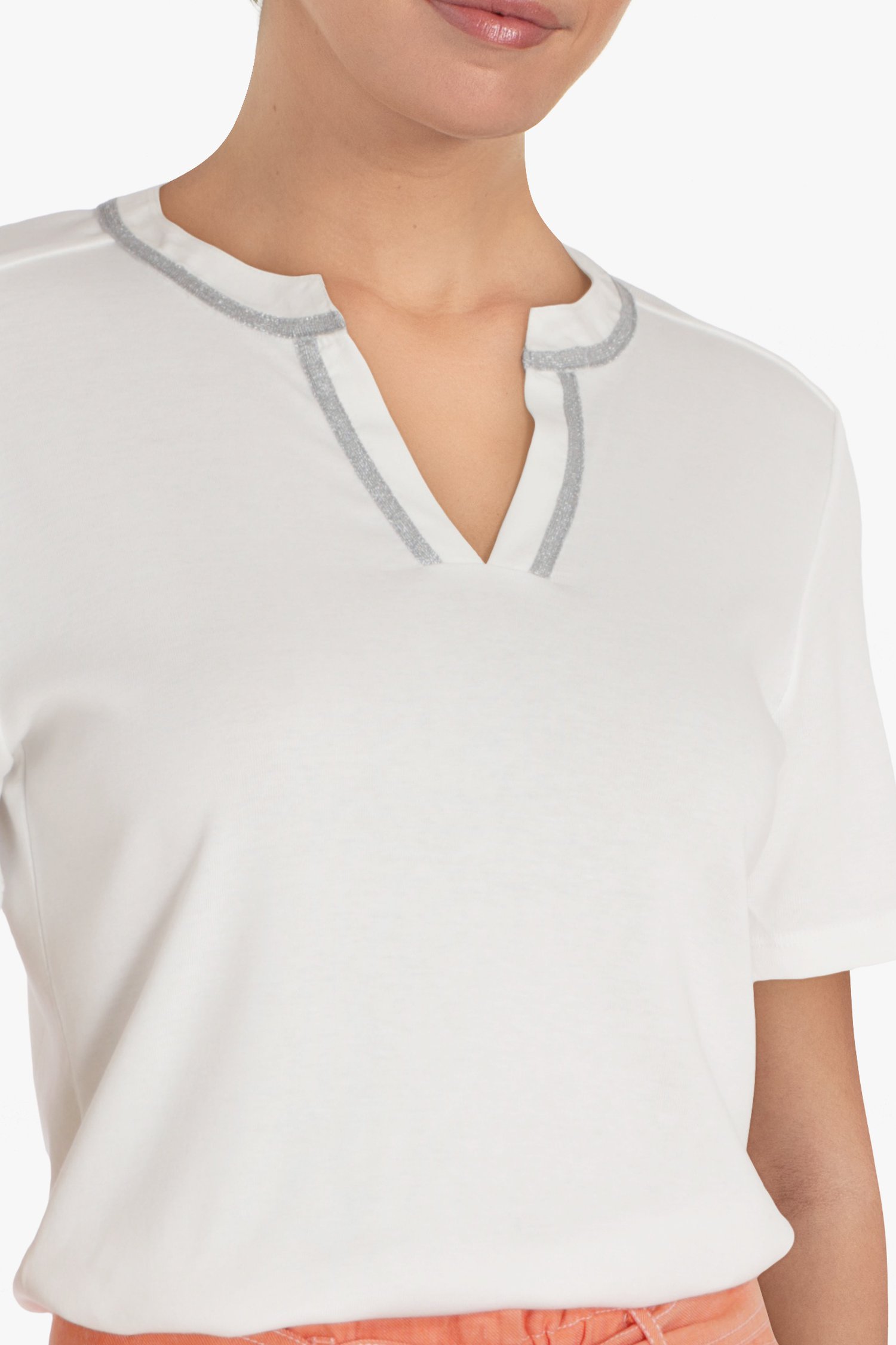 Ecru T-shirt met zilverkleurige strass van Diane Laury voor Dames