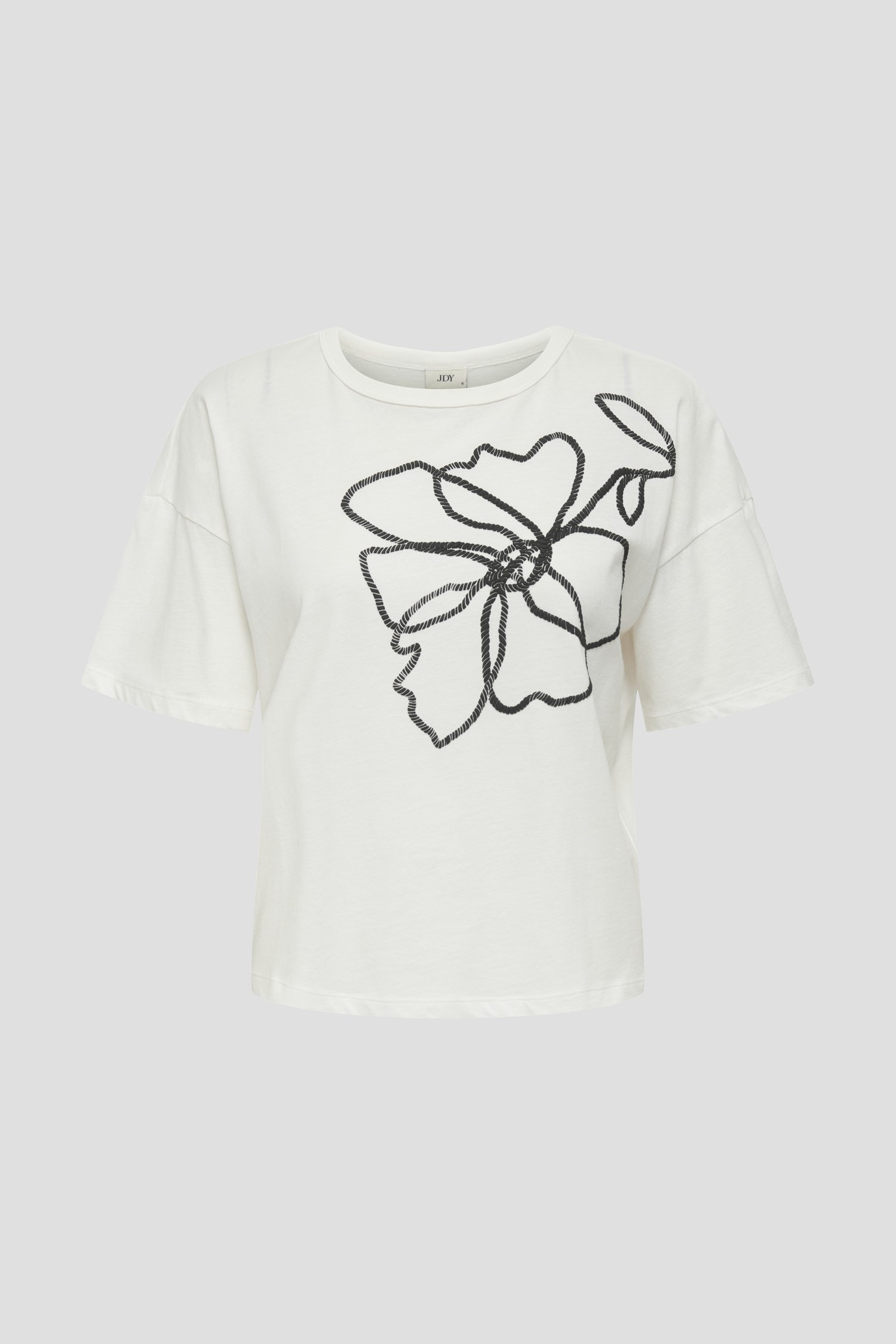 Ecru T-shirt met zwarte bloemprint van JDY voor Dames