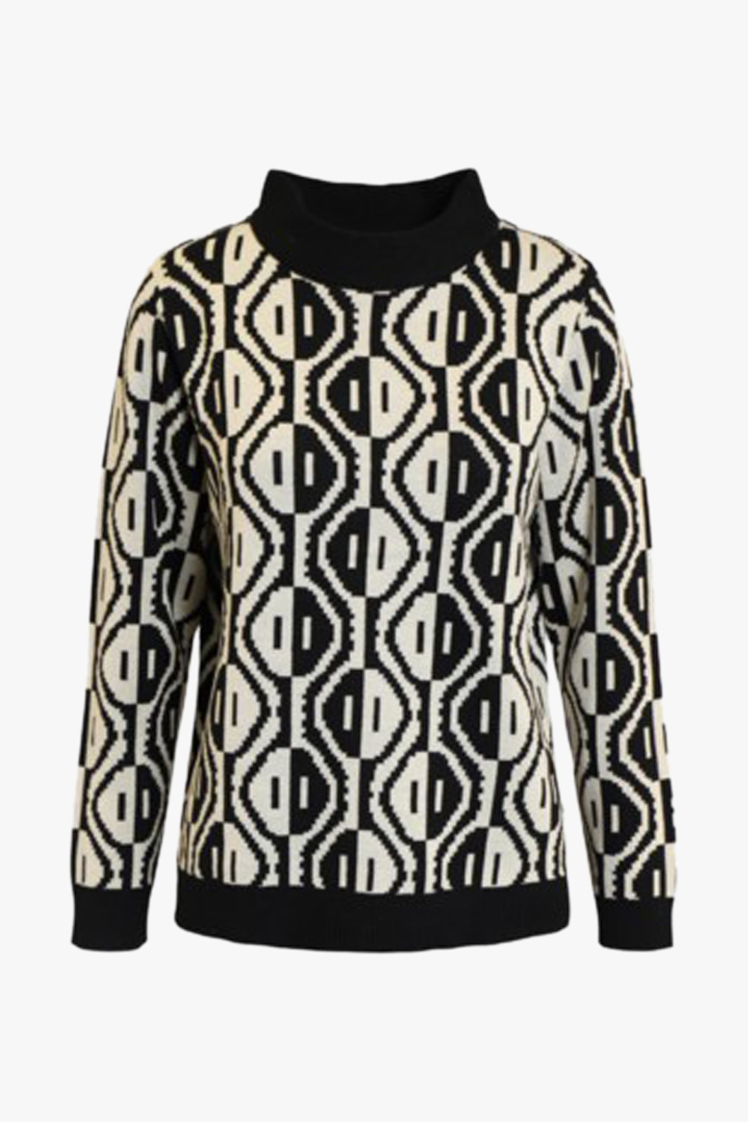 Ecru trui met zwarte geometrische print van Signature voor Dames
