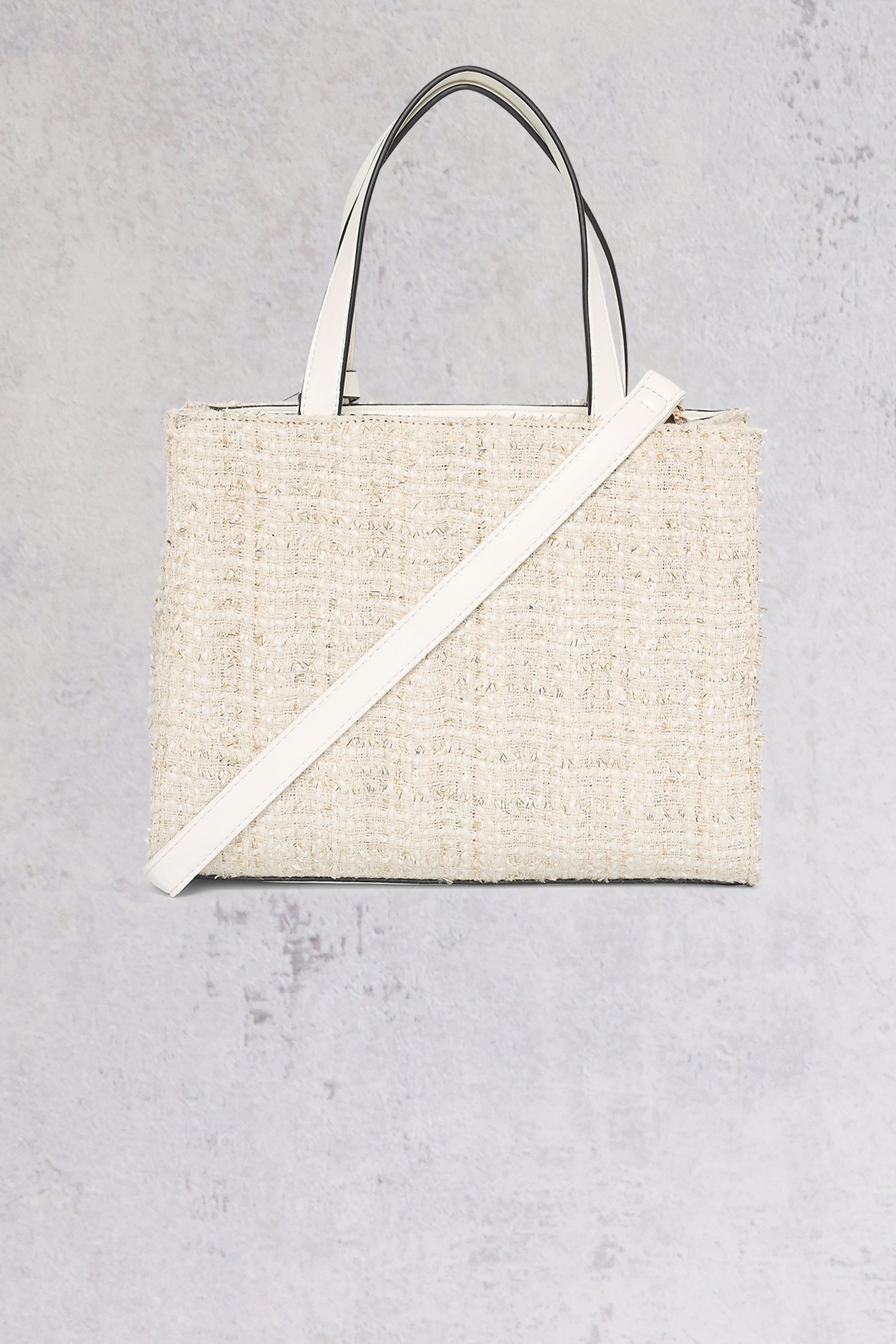 Ecru-witte bouclé shopper met glitter van Bulaggi voor Dames