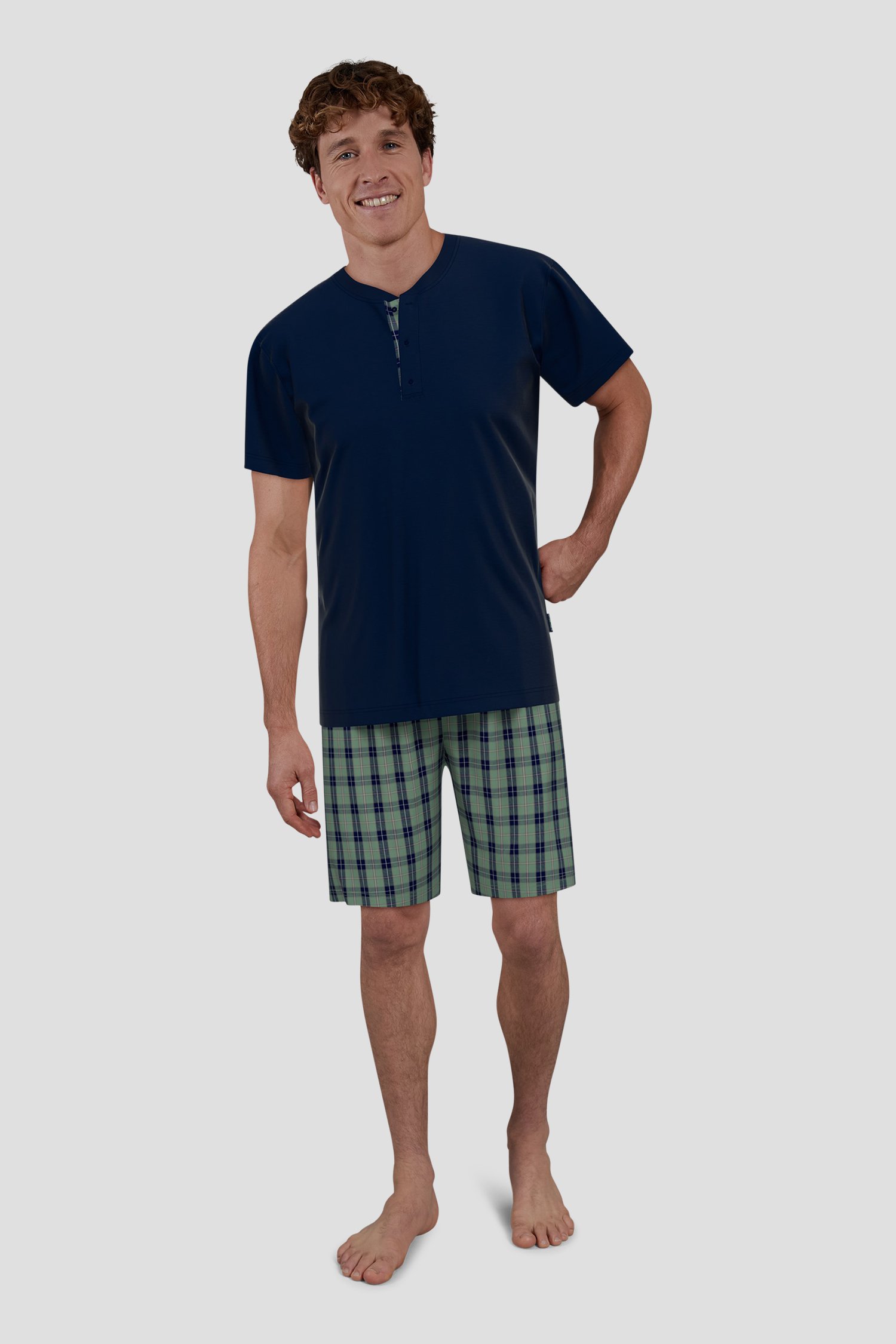 Ensemble de pyjama bleu-vert avec t-shirt et short de Liberty Island pour Hommes