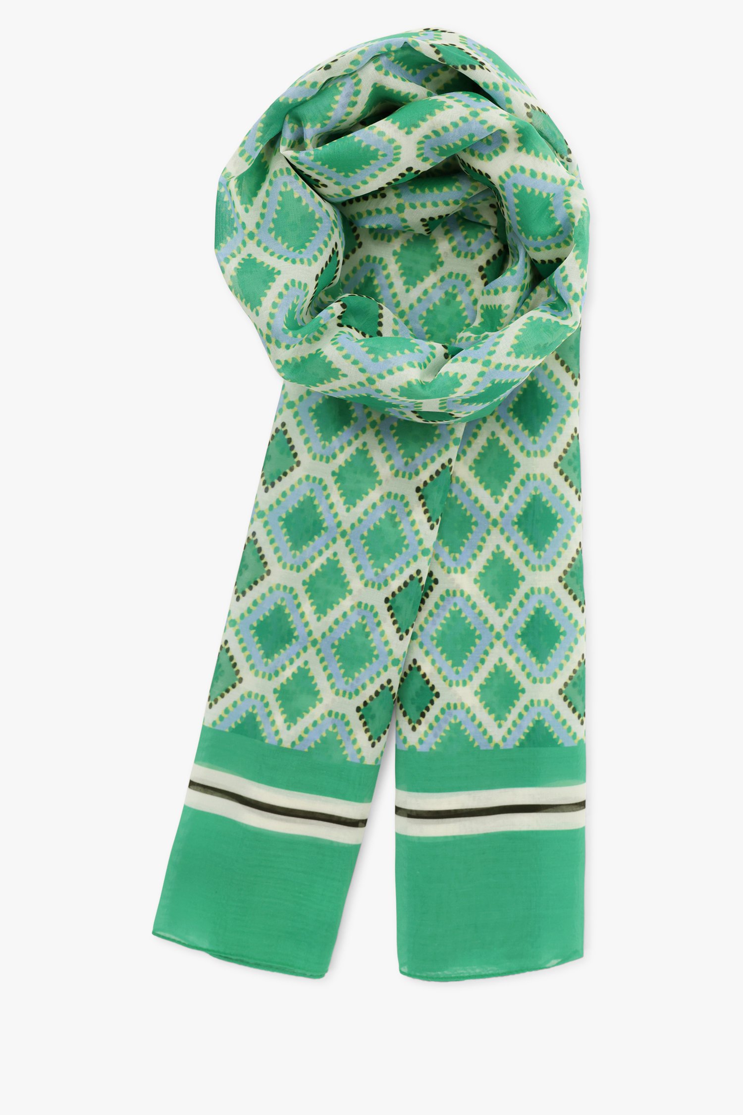 Fijn groen sjaaltje met ruitjesmotief van More & More voor Dames