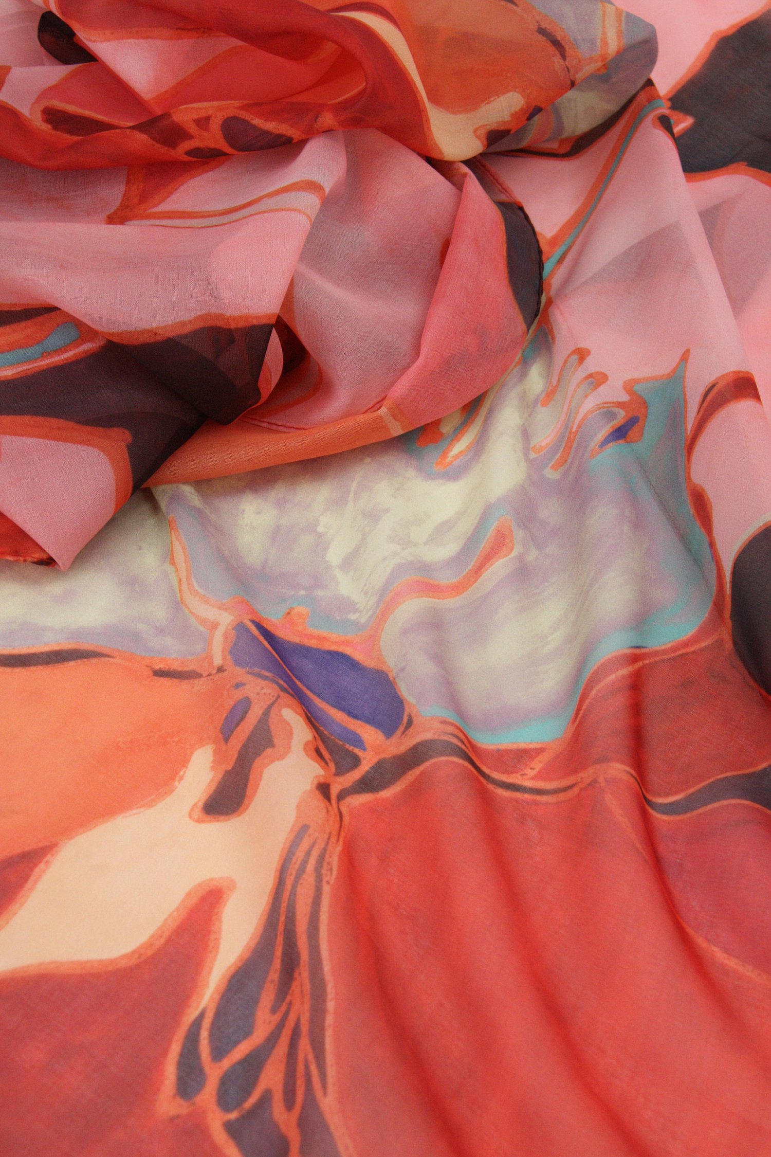 Fijn sjaaltje met rood-roze print van Claude Arielle voor Dames