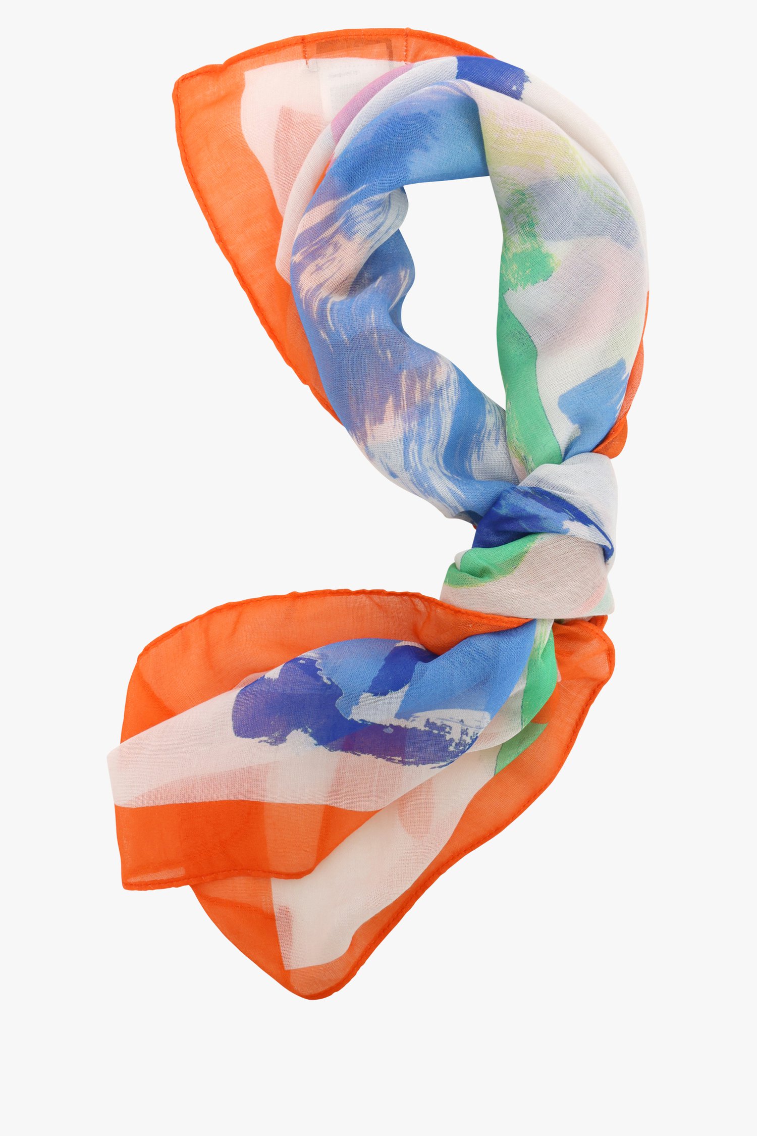 Fijn vierkant sjaaltje met groen-blauwe print van Liberty Island voor Dames