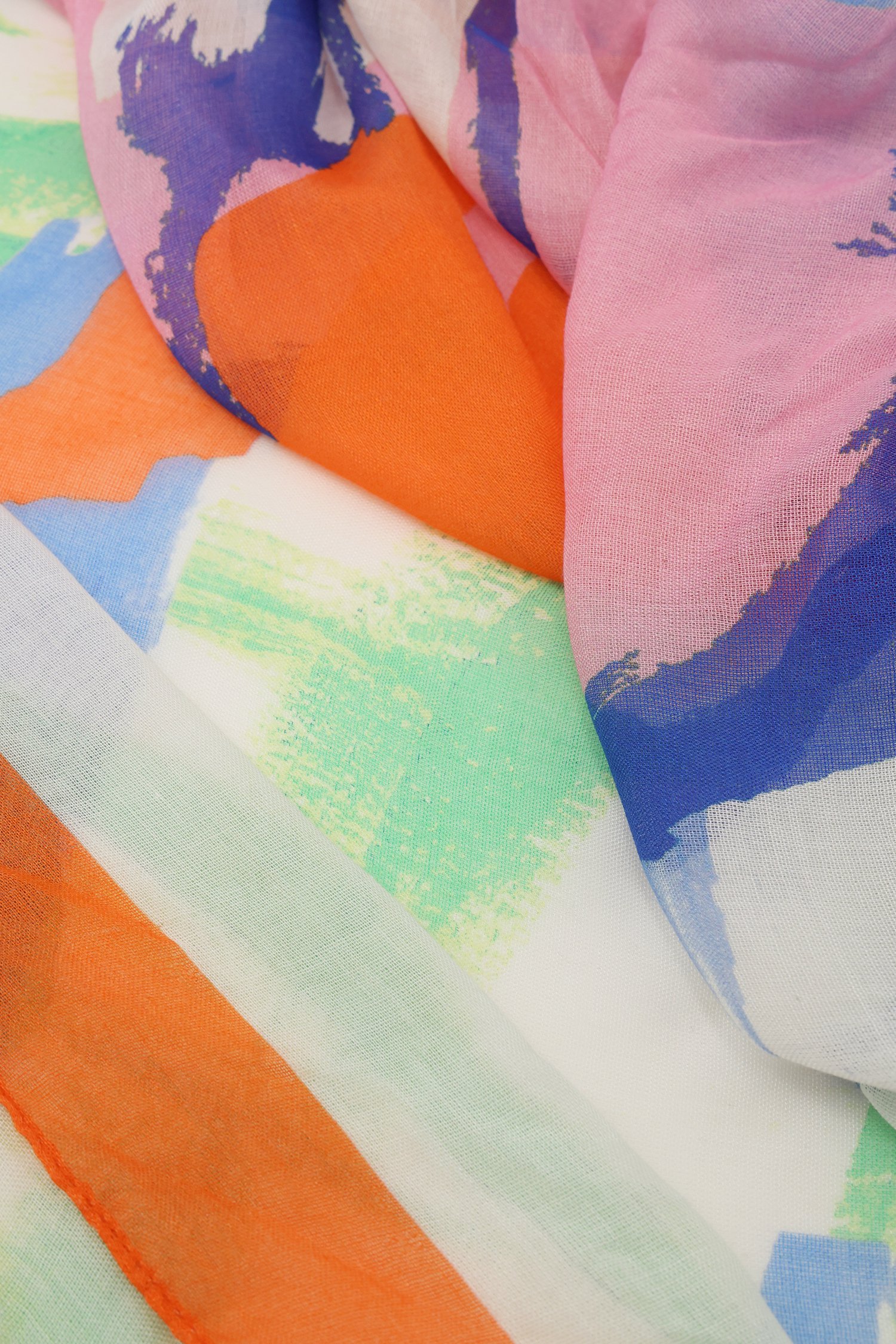 Fijn vierkant sjaaltje met groen-blauwe print van Liberty Island voor Dames